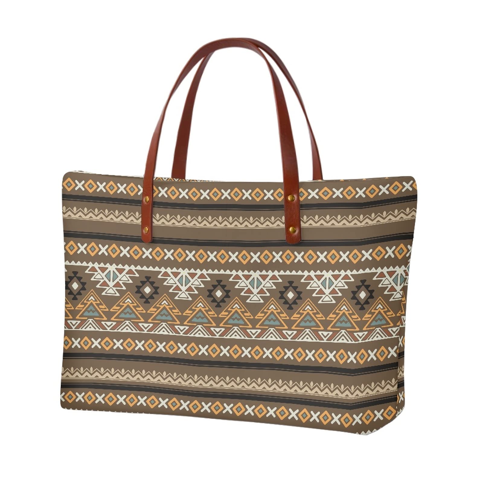 African Tribal Print Women's Tote Shoulder Bag - Ethnic Handmade Casual Purse for Work, Travel & Beach Accessories