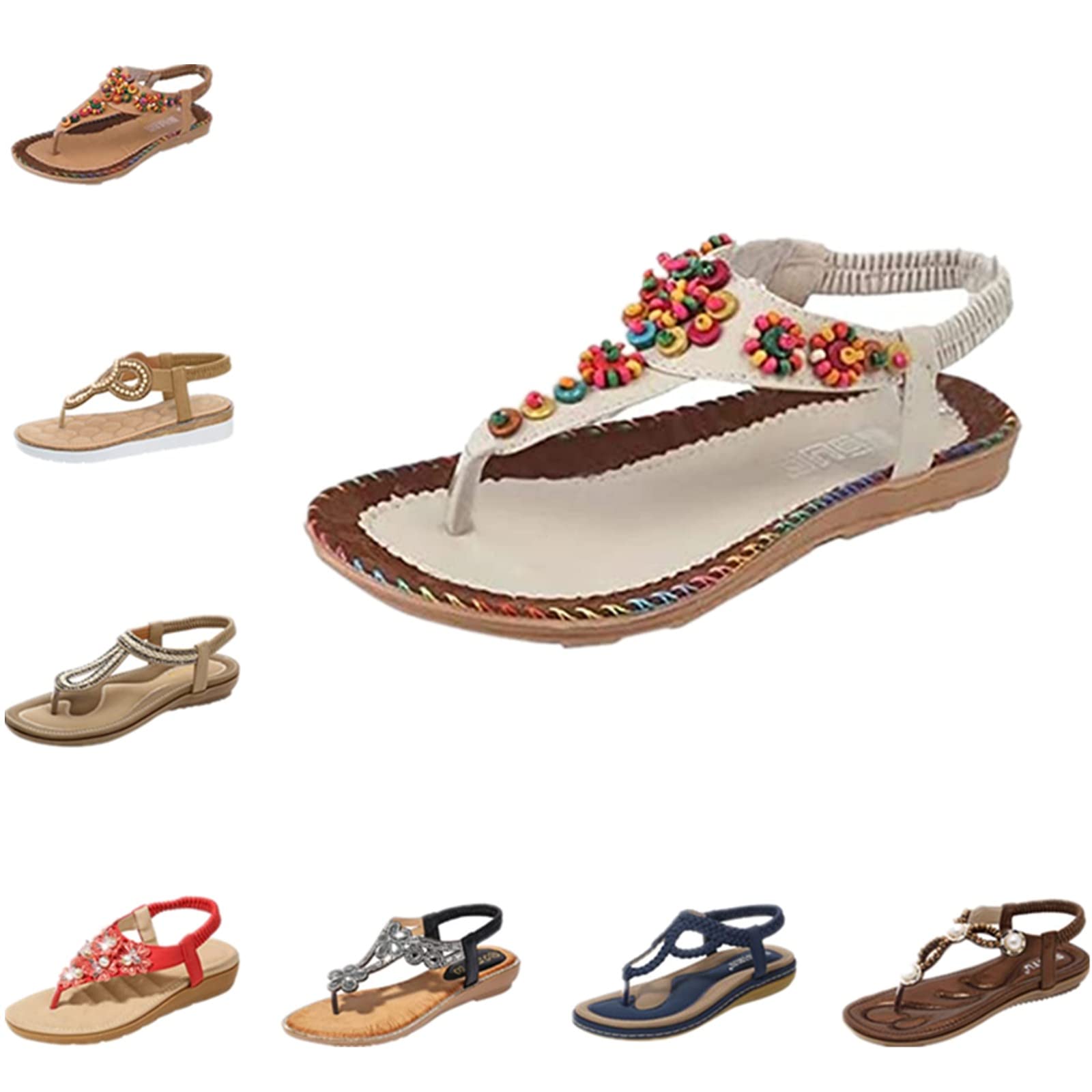 ZiSUGP Women's Sexy Flat Sandals - Comfortable Dressy Black Summer Sandals for Women - Perfect for Casual Outings, Beach Trips & Gothic Fashion