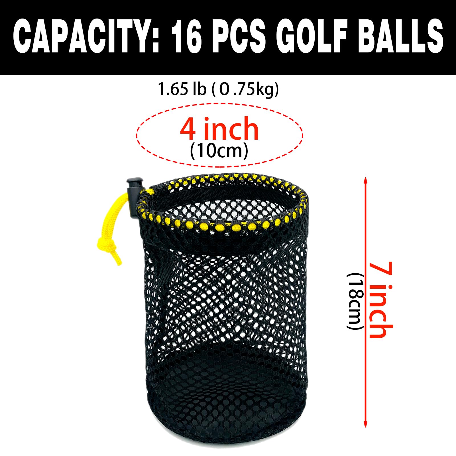 JKL 5-Pack Small Golf Ball Mesh Bags - Durable Nylon Drawstring Storage Pouches for Golf Accessories (Red, Yellow, Blue, Green, Black) - Perfect for Golf Practice, Tournament Organization & Sports Equipment Storage
