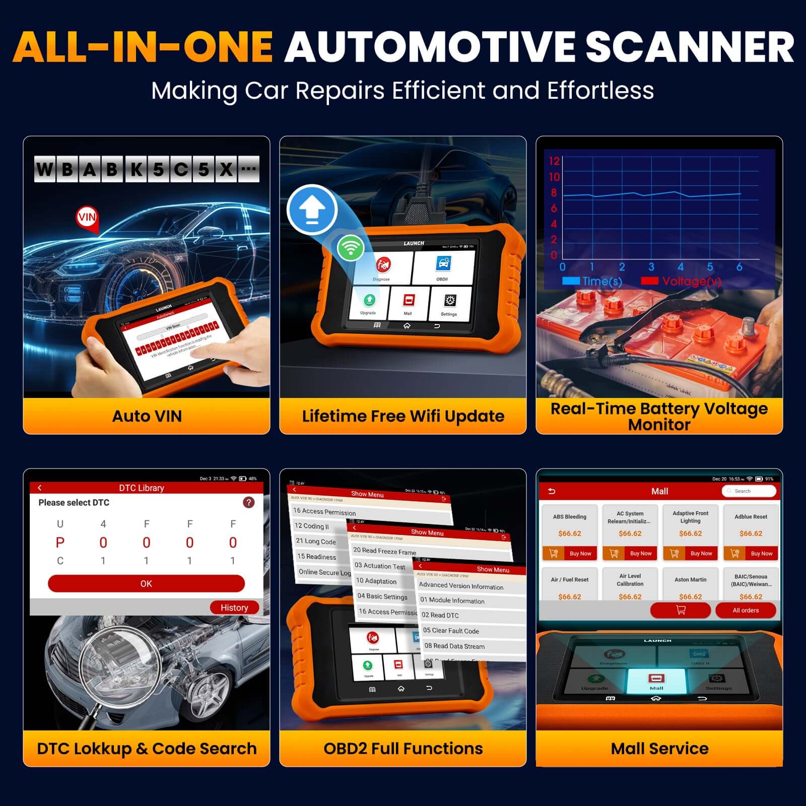 LAUNCH X431 Creader Elite 2.0 OBD2 Scanner for Audi - Bi-Directional Diagnostic Tool with SRS/DPF/Oil Reset - Code Reader for VW, Audi, Bentley, Skoda, Bugatti, Lamborghini, Seat - Professional Car Diagnostic Scanner for Mechanics & DIY Auto Repair