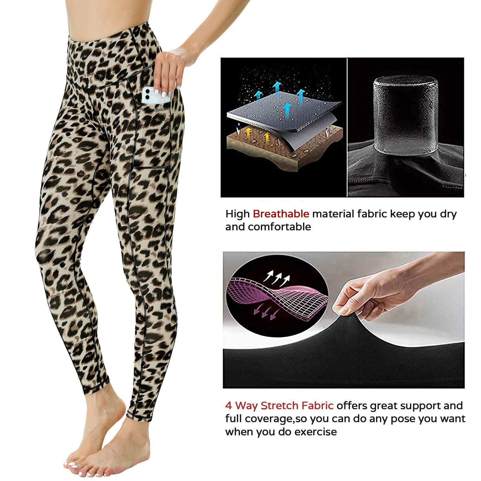 High Waisted Workout Leggings for Women - 7/8 Length Yoga Pants with Pockets - Soft & Stretchy Gym Leggings for Running, Yoga & Everyday Wear