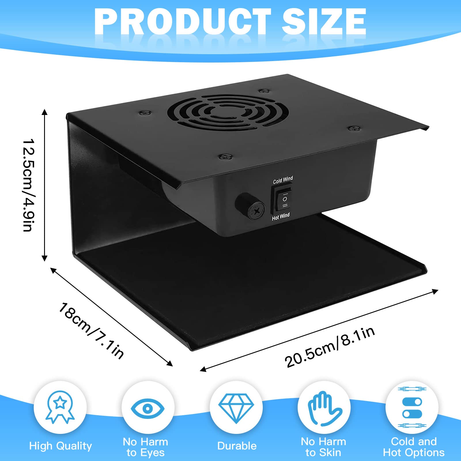 Professional 110V 300W Nail Dryer Fan with Hot & Cool Air - Fast Drying for Hands & Feet - Perfect for Manicure Salons & Home Use - Ideal for Gel Polish, Acrylic Nails & Regular Polish Drying