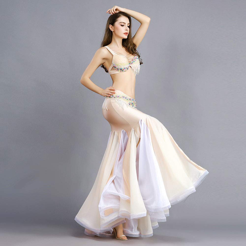ROYAL SMEELA Women's Belly Dancer Costume Set - Belly Dance Skirt, Bra & Belt - Long Mermaid Maxi Skirt for Performances, Carnival & Parties