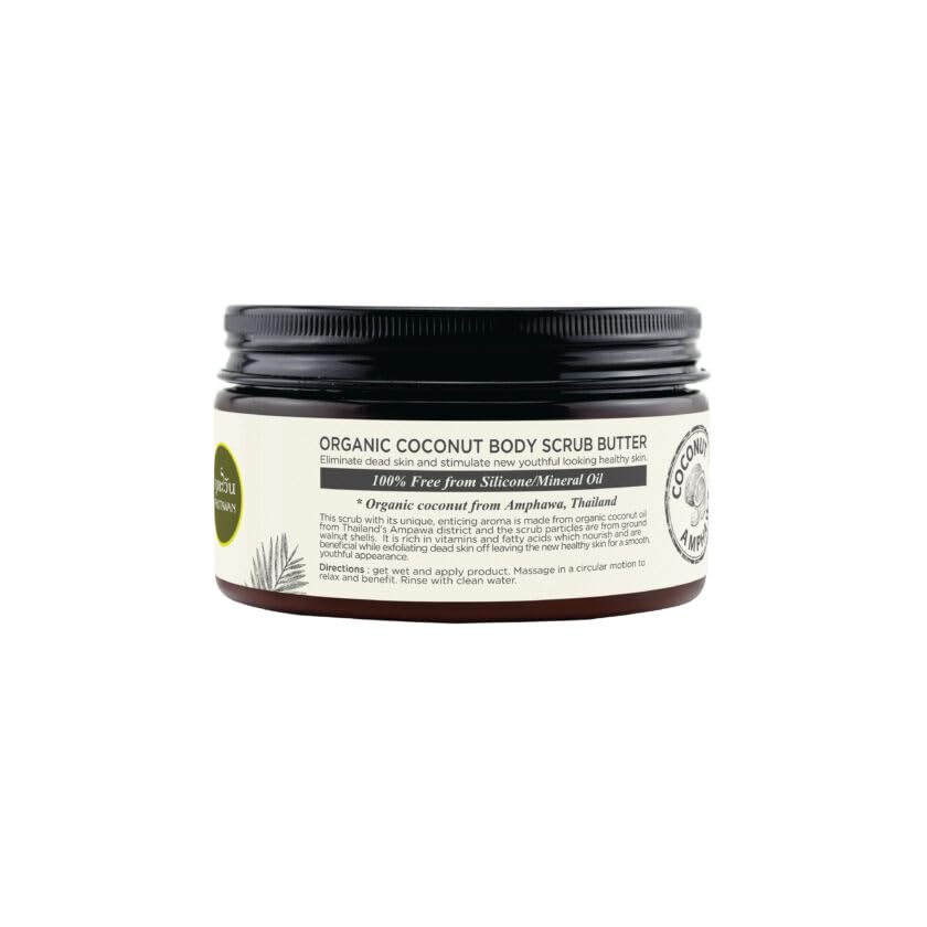 Organic Coconut Butter Body Scrub by PHUTAWAN - 8.46 oz (Pack of 3) | Exfoliating & Moisturizing for Soft Skin | Perfect for Spa Day, Dry Skin Care & Self-Care Routine