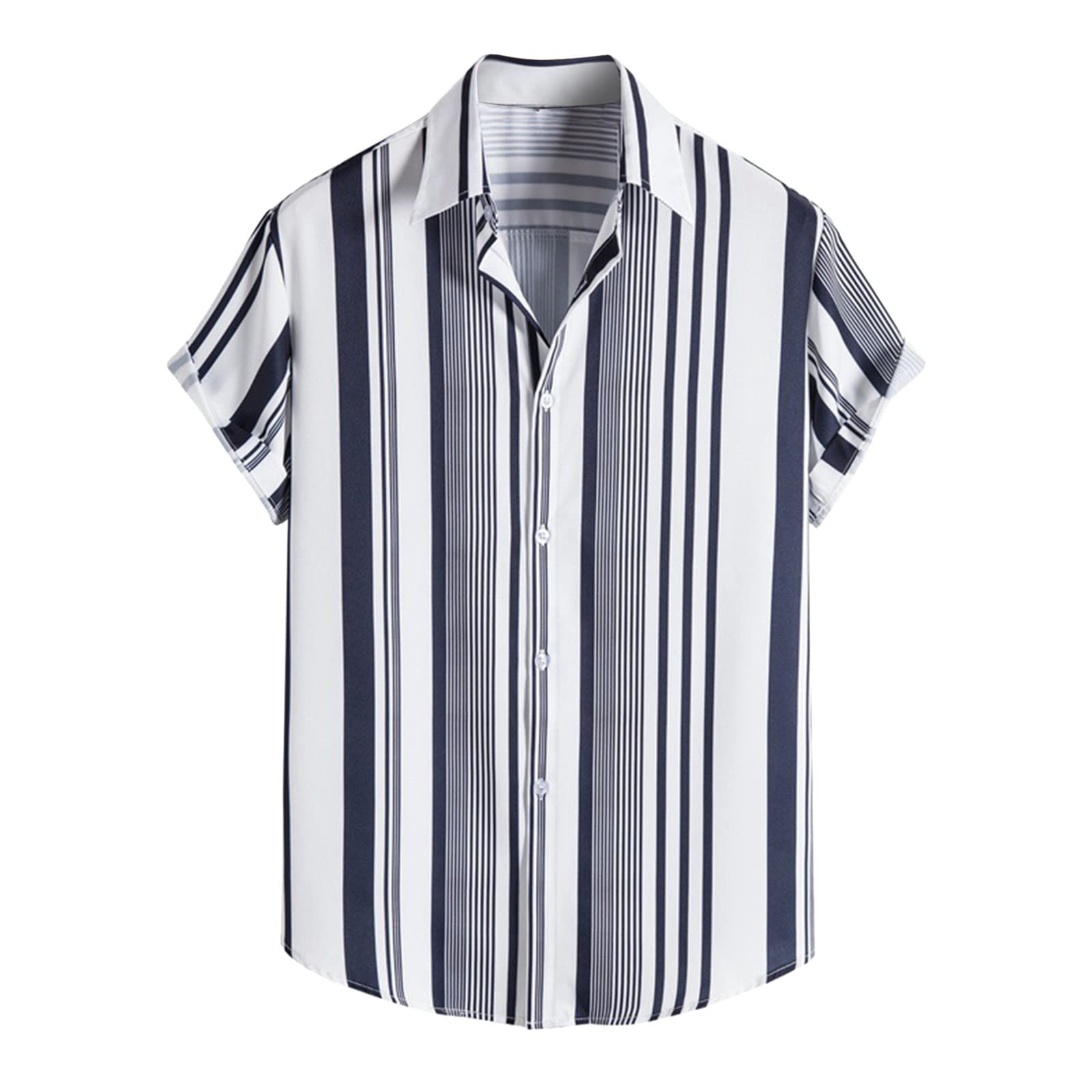 Men's Striped Short Sleeve Button Down Shirt - Casual Hawaiian Plaid Summer Shirt for Beach, Work & Home | Breathable Relaxed Fit Top for Vacation, Office & Outdoor Activities