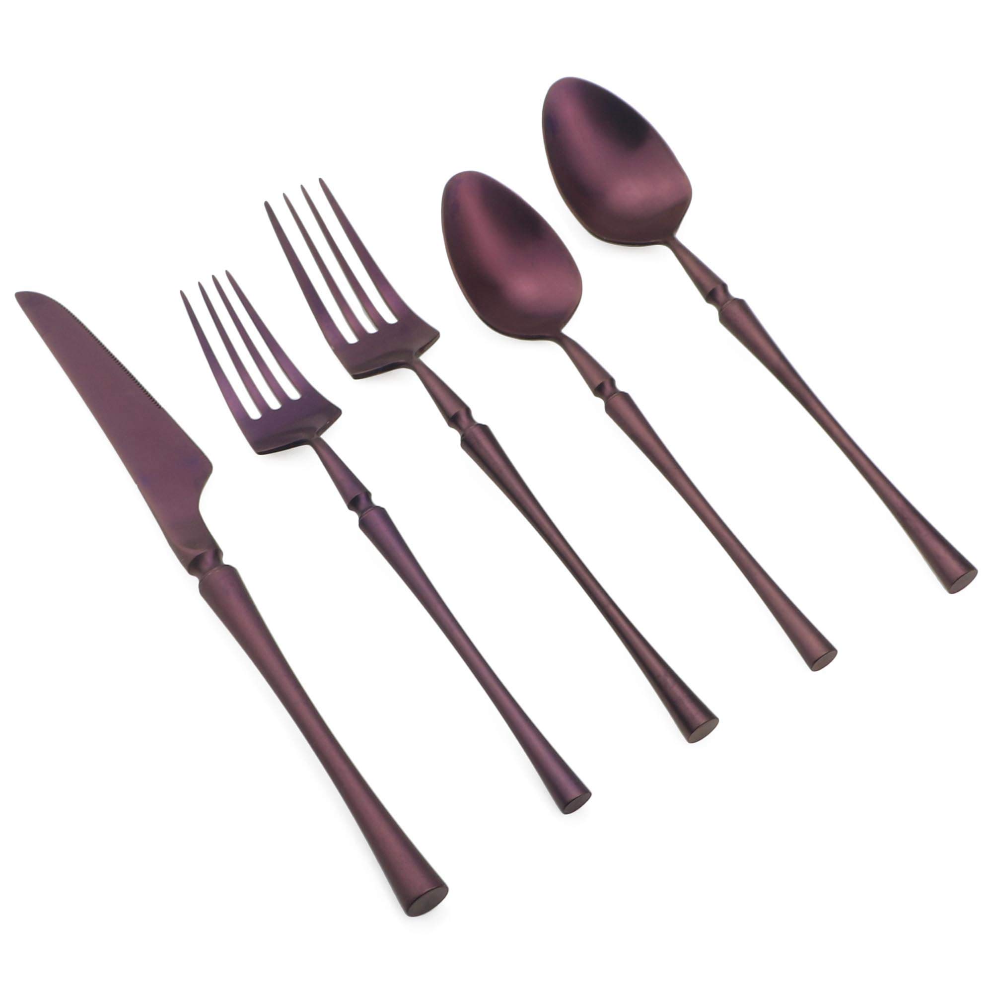 20-Piece Luxury 18/10 Stainless Steel Flatware Set - Matte Purple Silverware for Dining, Wedding & Gift - Durable Cutlery Set for Restaurants, Home & Special Occasions