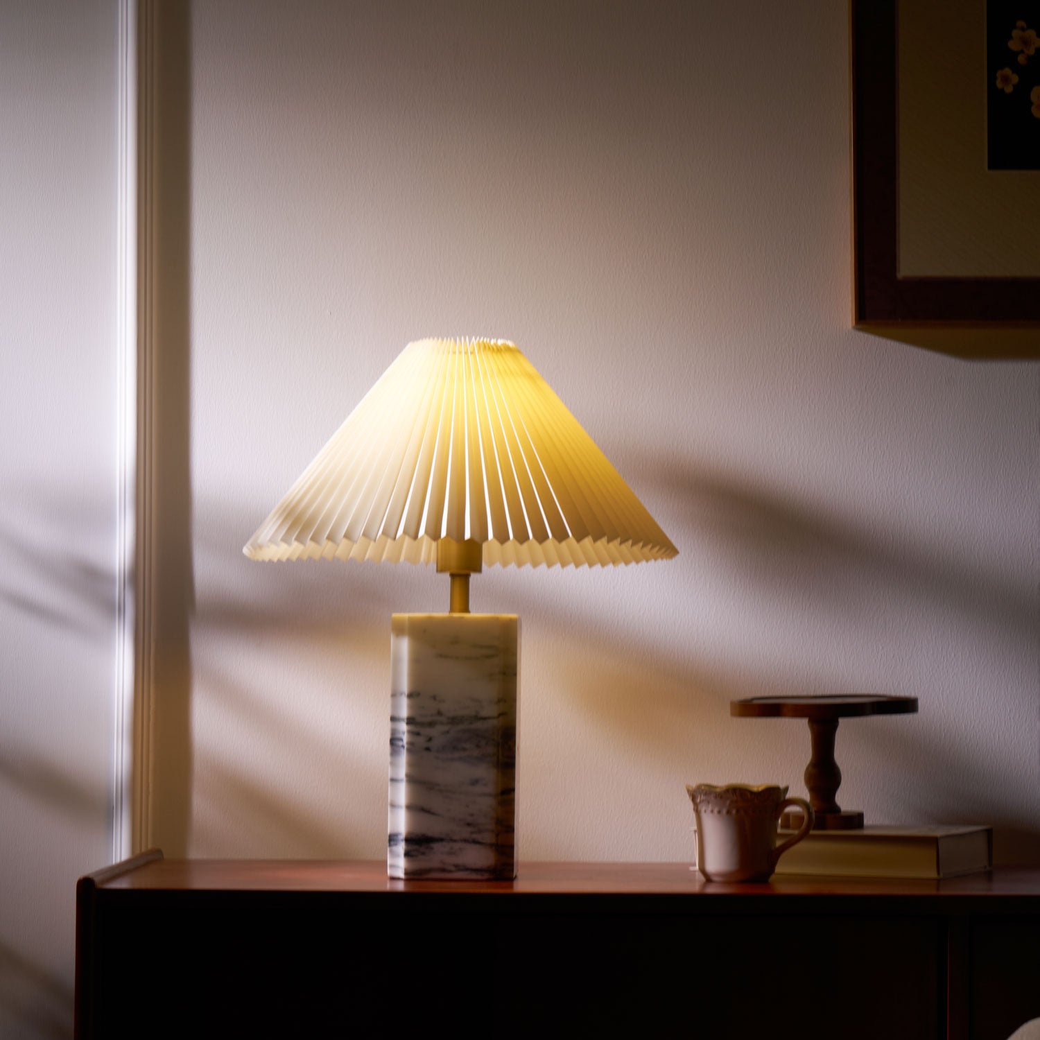 Elegant Bianca Marble Table Lamp - Modern Home Decor for Bedroom, Living Room & Office - Dimmable LED Light with USB Port