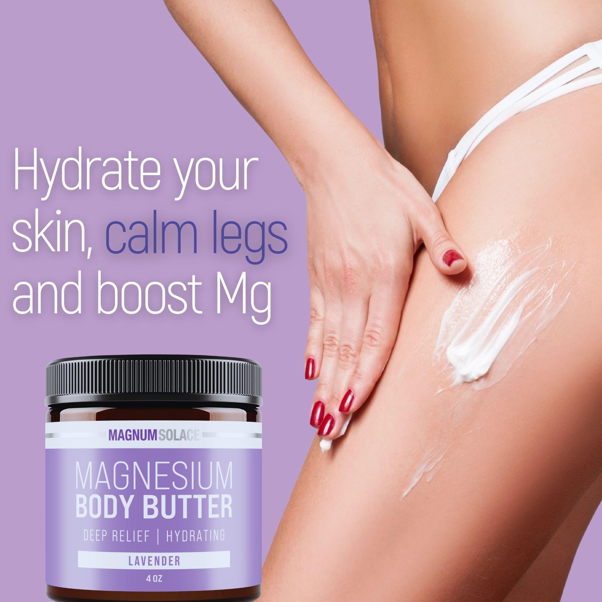 Magnesium Body Butter for Sleep & Relaxation - Nighttime Magnesium Cream with Lavender Scent - Deep Moisturizing & Muscle Recovery - Perfect for Bedtime Routine & Post-Workout Recovery