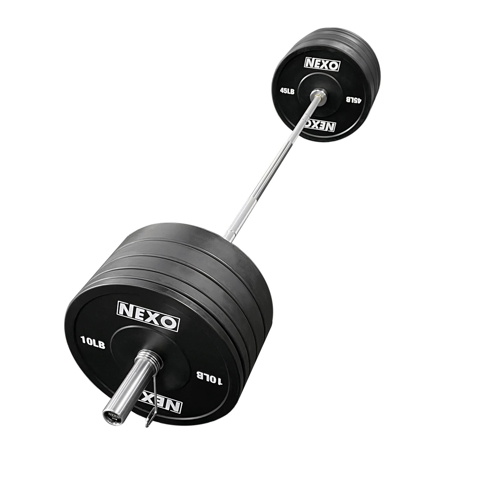 NEXO Matte Black Rubber Bumper Plates - Premium Cross Training Weight Plates Set for Home Gym, CrossFit & Weightlifting - Durable Rubber Coated Olympic Plates for Deadlifts, Squats & Strength Training