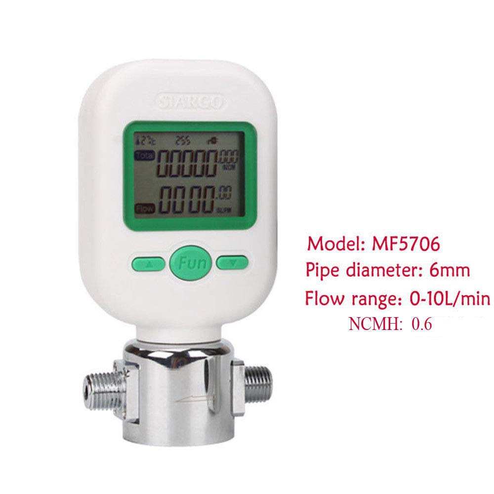 TOPCHANCES Digital Gas Flow Meter 0-10ml/min - Portable Air/Nitrogen/Oxygen Mass Flow Tester with LCD Display (MF5706) | Accurate Compressed & Inactive Gas Measurement for Lab, Industrial & HVAC Applications