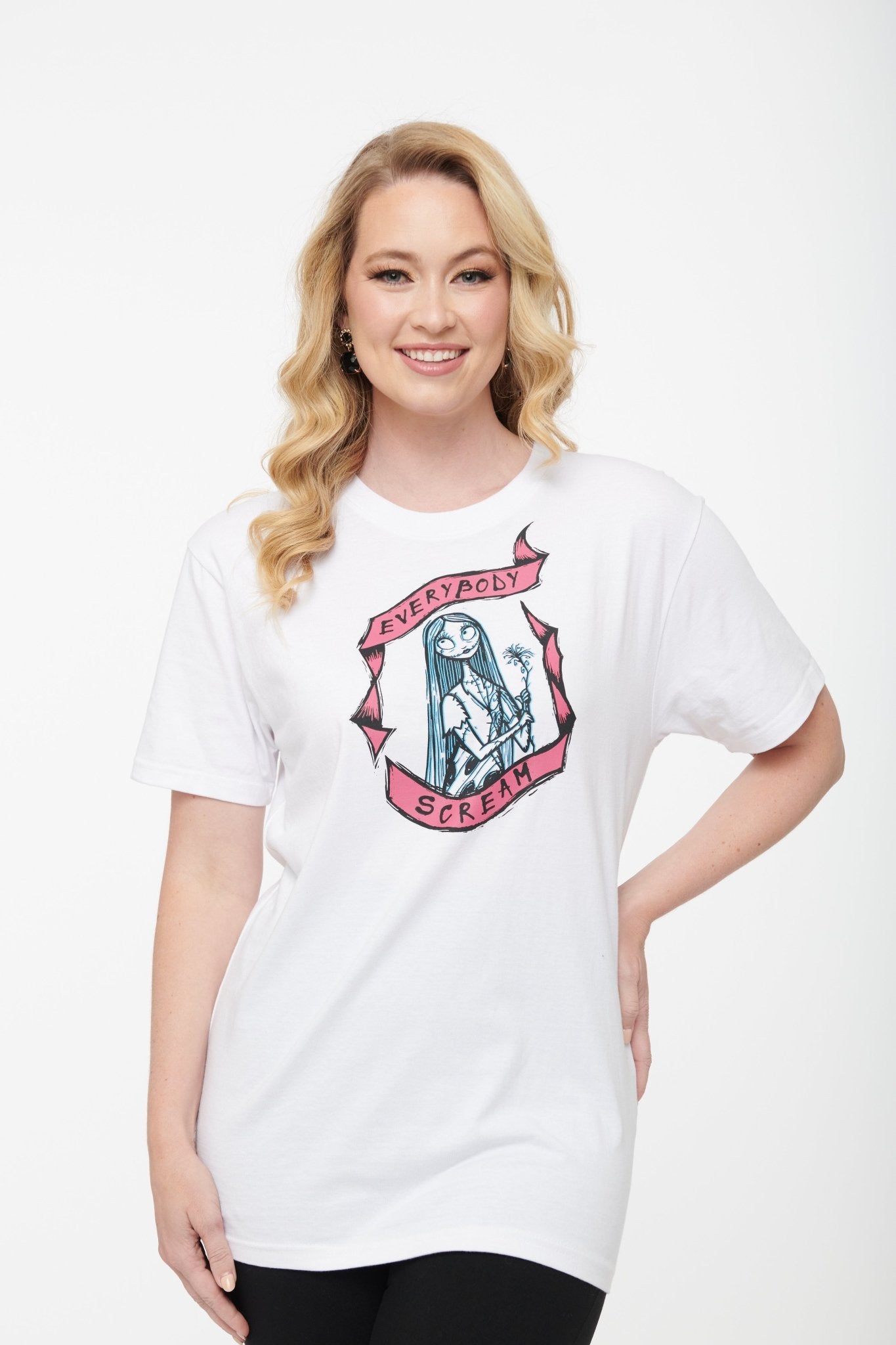 Unique Vintage The Nightmare Before Christmas White Sally Graphic Tee - Unisex Halloween & Christmas Movie Shirt for Cosplay, Gift Giving, and Holiday Parties