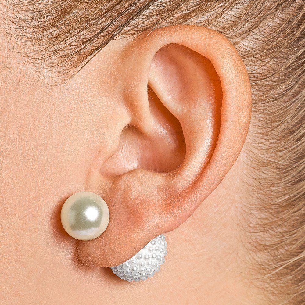 925 Sterling Silver Imitation Shell Pearl Earrings - 11-12mm & 15-16mm White Pearl Studs for Women, Elegant Gift for Birthday, Anniversary & Wedding Jewelry