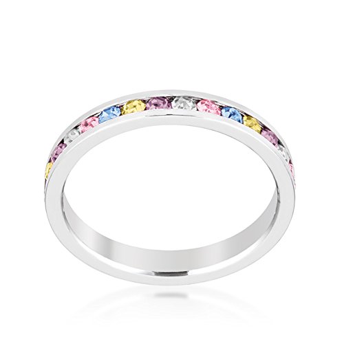 Elegant Swarovski Crystal Birthstone Stackable Eternity Rings for Women - Perfect for Anniversary Gifts, Wedding Bands & Everyday Jewelry