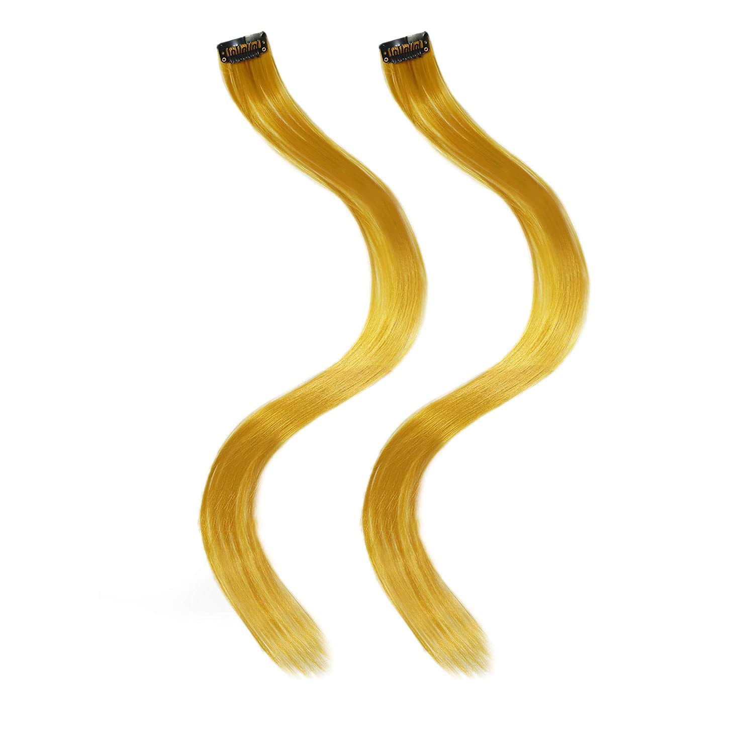 Rapidsflow® 6-Piece Colored Hair Streak Extensions for Women & Girls - 100% Real Human Hair for Highlighting, Straight Golden Blonde - Perfect for Parties, Cosplay & Daily Styling