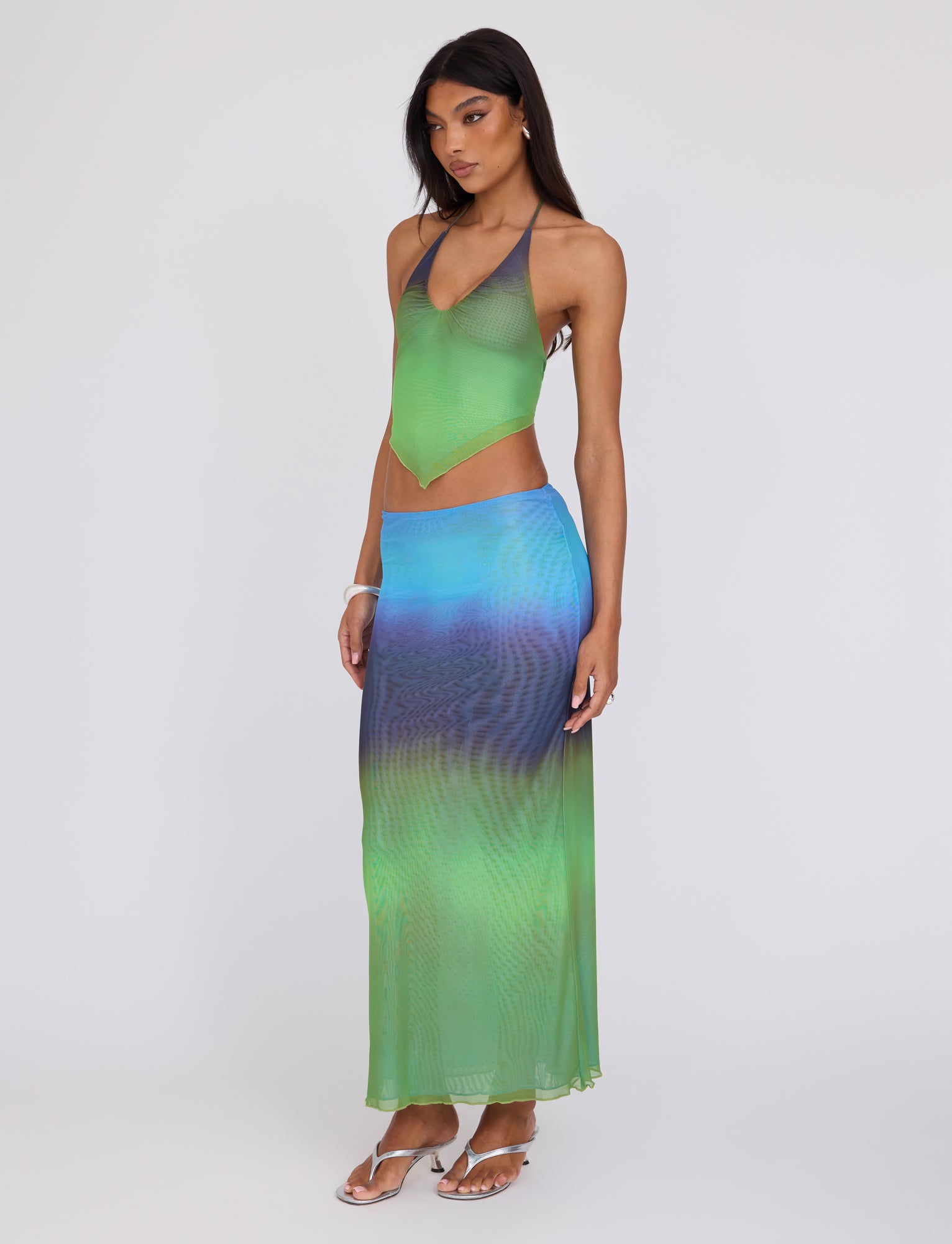 NOELY SKIRT - Ombre Gradient Stripe Maxi Skirt for Women | Flowy Boho Summer Dress | Perfect for Beach, Vacation & Casual Outings