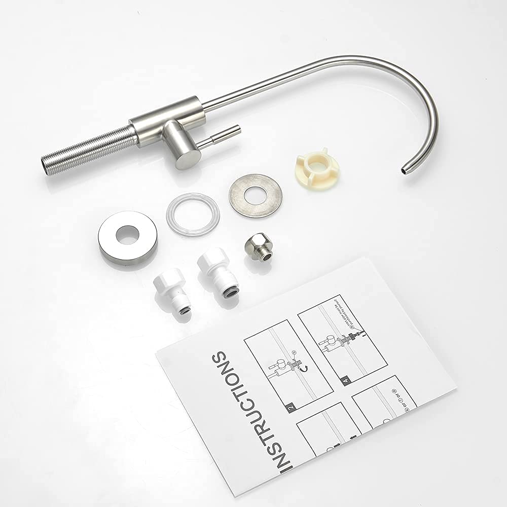 OWOFAN Brushed Nickel Kitchen Sink Faucet with Pull Down Sprayer and RO Water Filter Faucet Bundle - Modern High Arc Design for Easy Dishwashing and Water Filtration