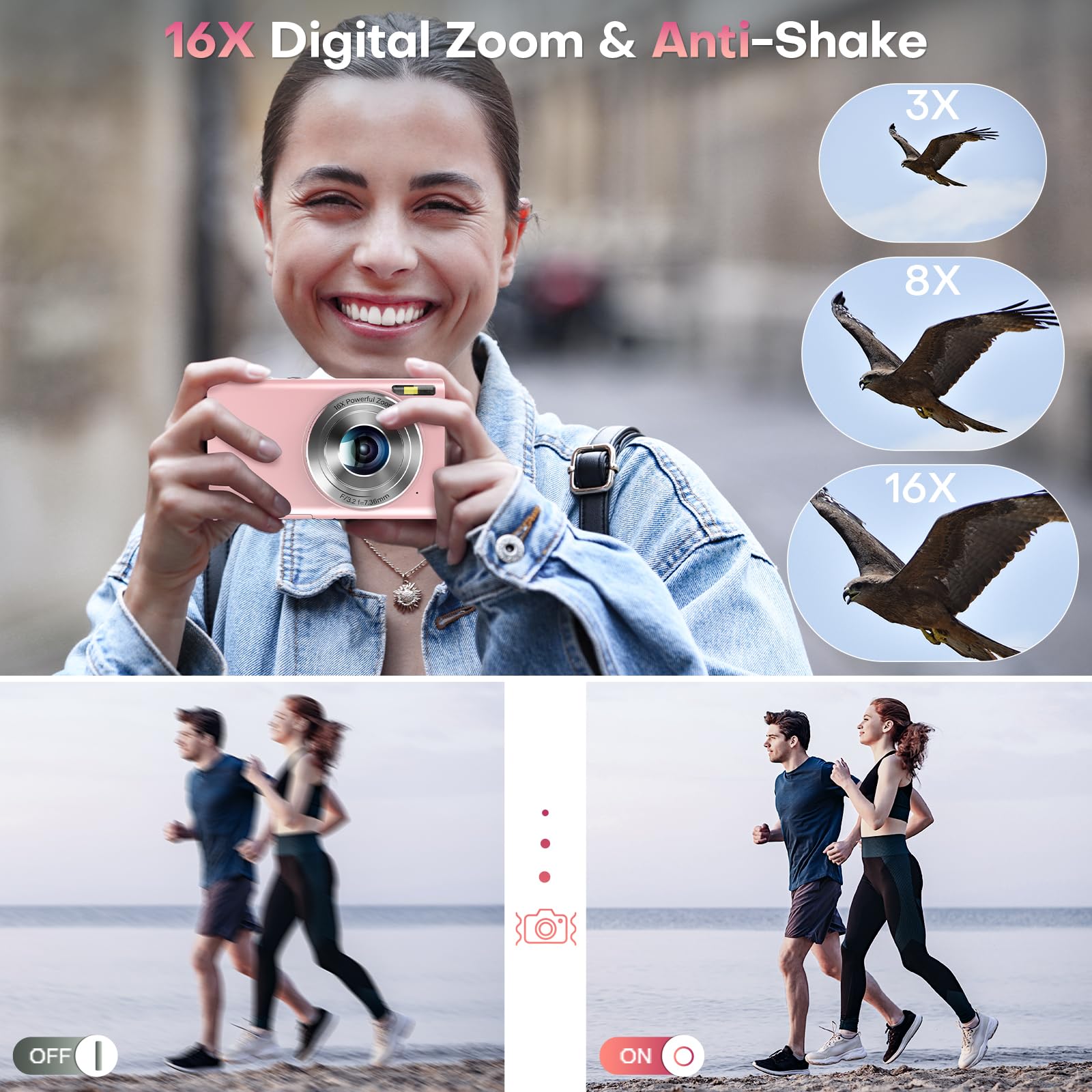 4K Autofocus Digital Camera with 32GB SD Card, 48MP HD, 2.8