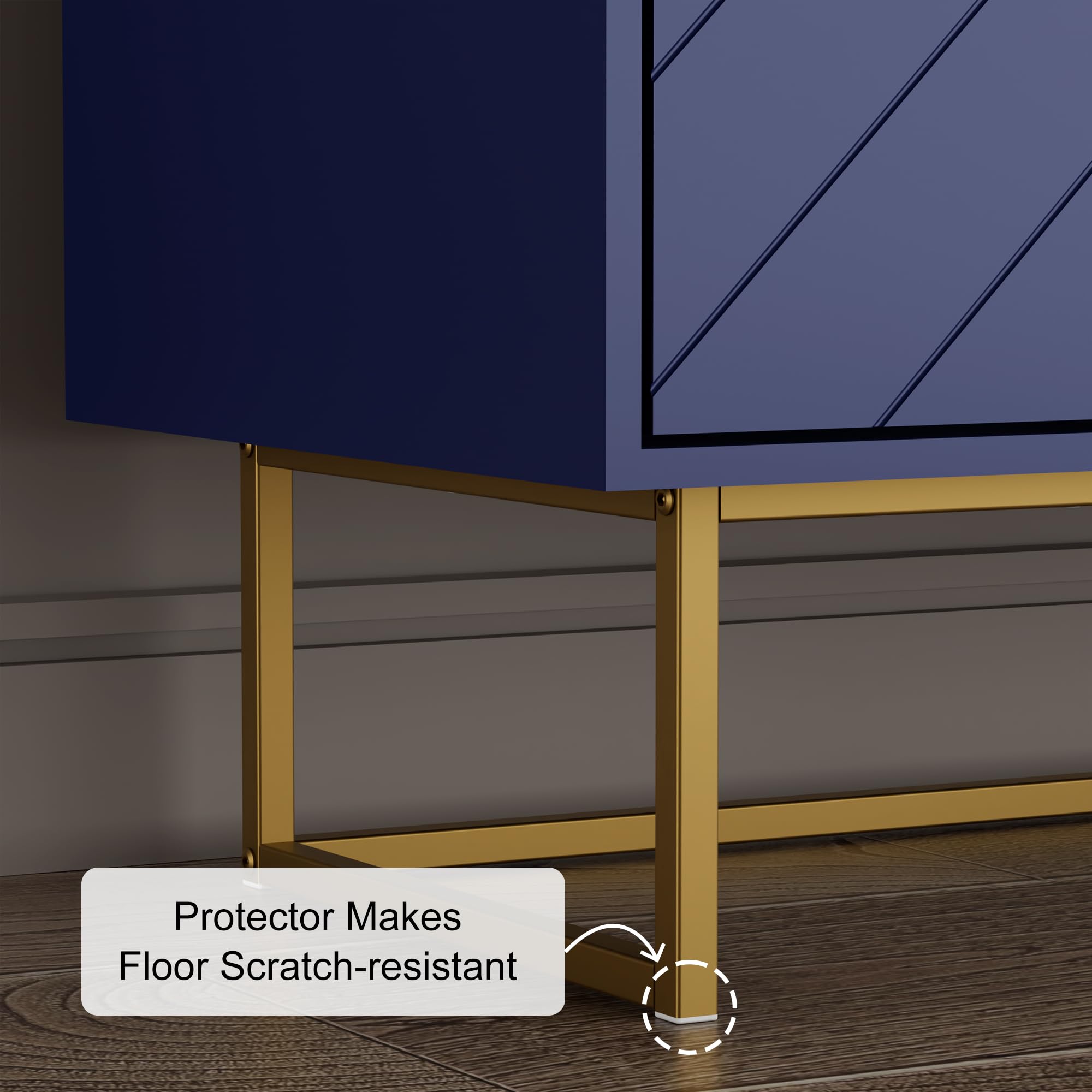 Scurrty Sideboard Cabinet Set of 2 - Navy Blue Buffet Storage Cabinet with Adjustable Shelves for Living Room & Kitchen | Modern Accent Furniture for Dining Room Storage, Home Organization & Entertaining