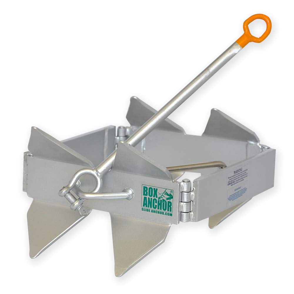 Heavy Duty Box Anchor for Boats - Silver Marine Grade Anchor for Offshore Fishing, Small Watercraft & Kayaks - Perfect for Saltwater & Freshwater Use