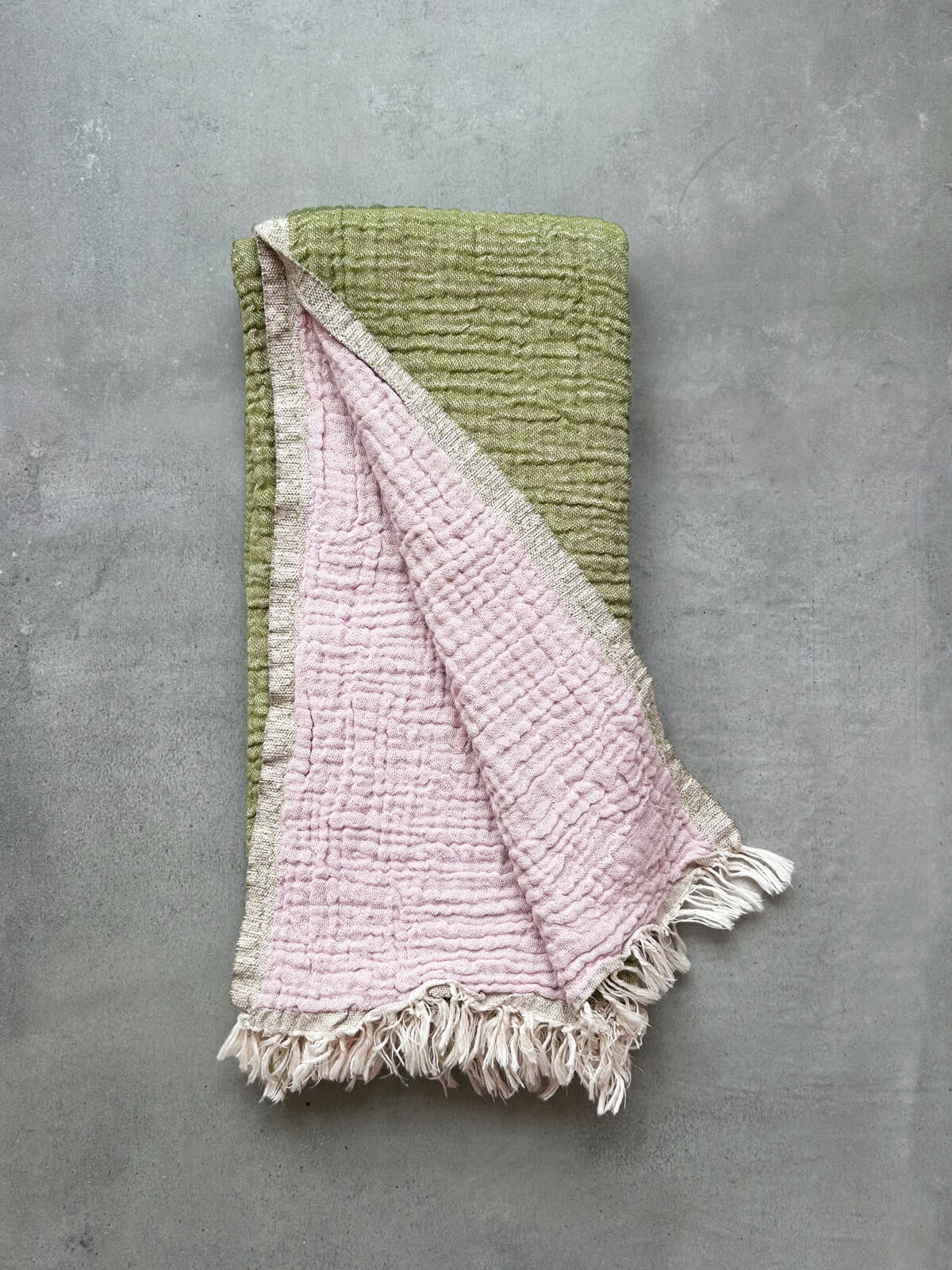 Premium Samos Hammam Towel - Soft & Absorbent Olive & Dusty Pink Turkish Bath Towel for Spa, Beach, Yoga & Home Luxury