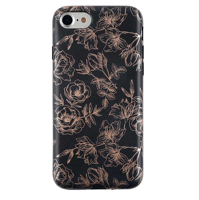 Elegant Floral Rose Gold Chrome iPhone Case - Stylish Protective Cover for iPhone 13/12/11/X - Perfect for Everyday Use, Office & Special Occasions