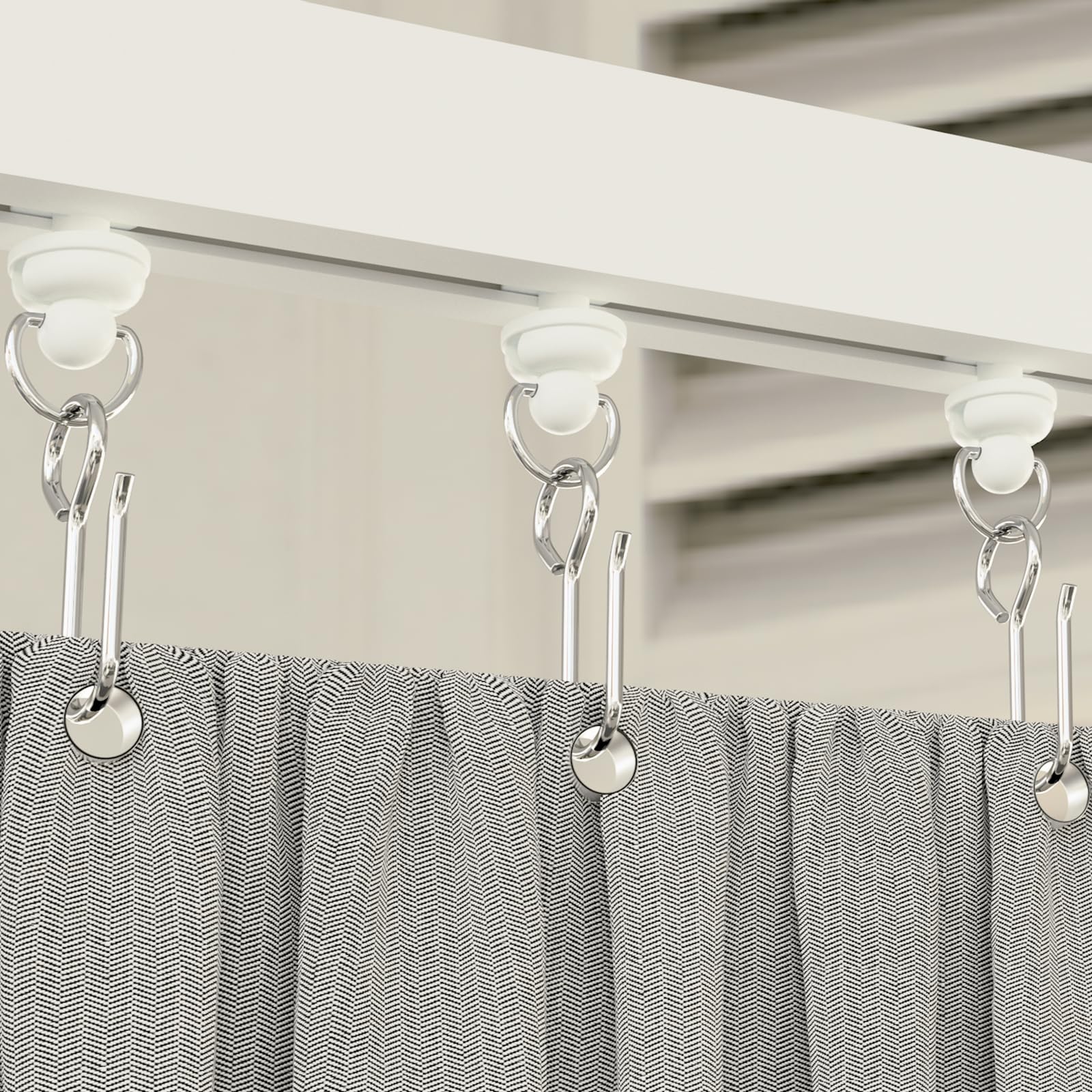 160 Pcs Shower Curtain Hooks & Gliders Set - 80 Pcs Hooks + 80 Pcs Gliders for Straight & Curved Shower Curtain Tracks - Bendable Track Rollers & Pulley System - Perfect for Bathroom, Shower, and Curtain Track Installation