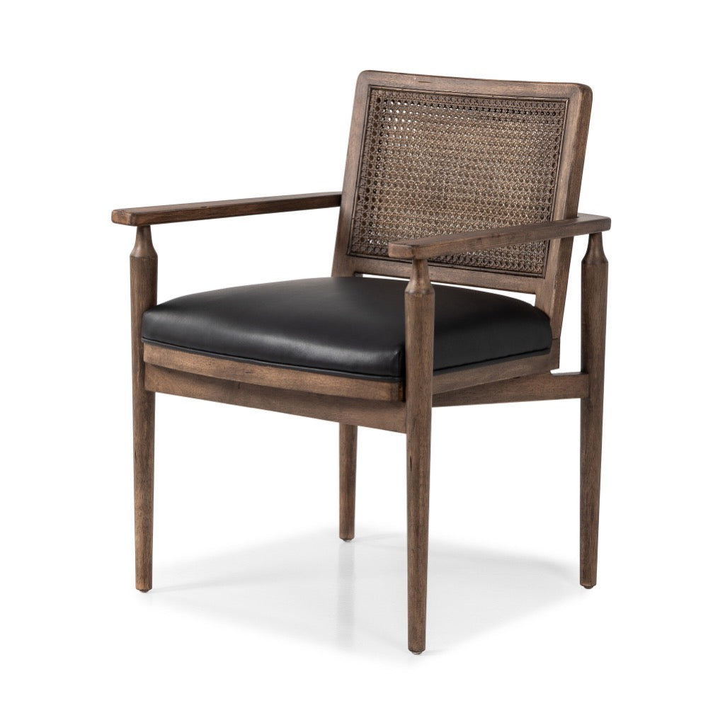 Xavier Dining Armchair - Carson Black Finish, Modern Upholstered Side Chair for Kitchen, Dining Room & Office - Comfortable & Stylish Seating Solution