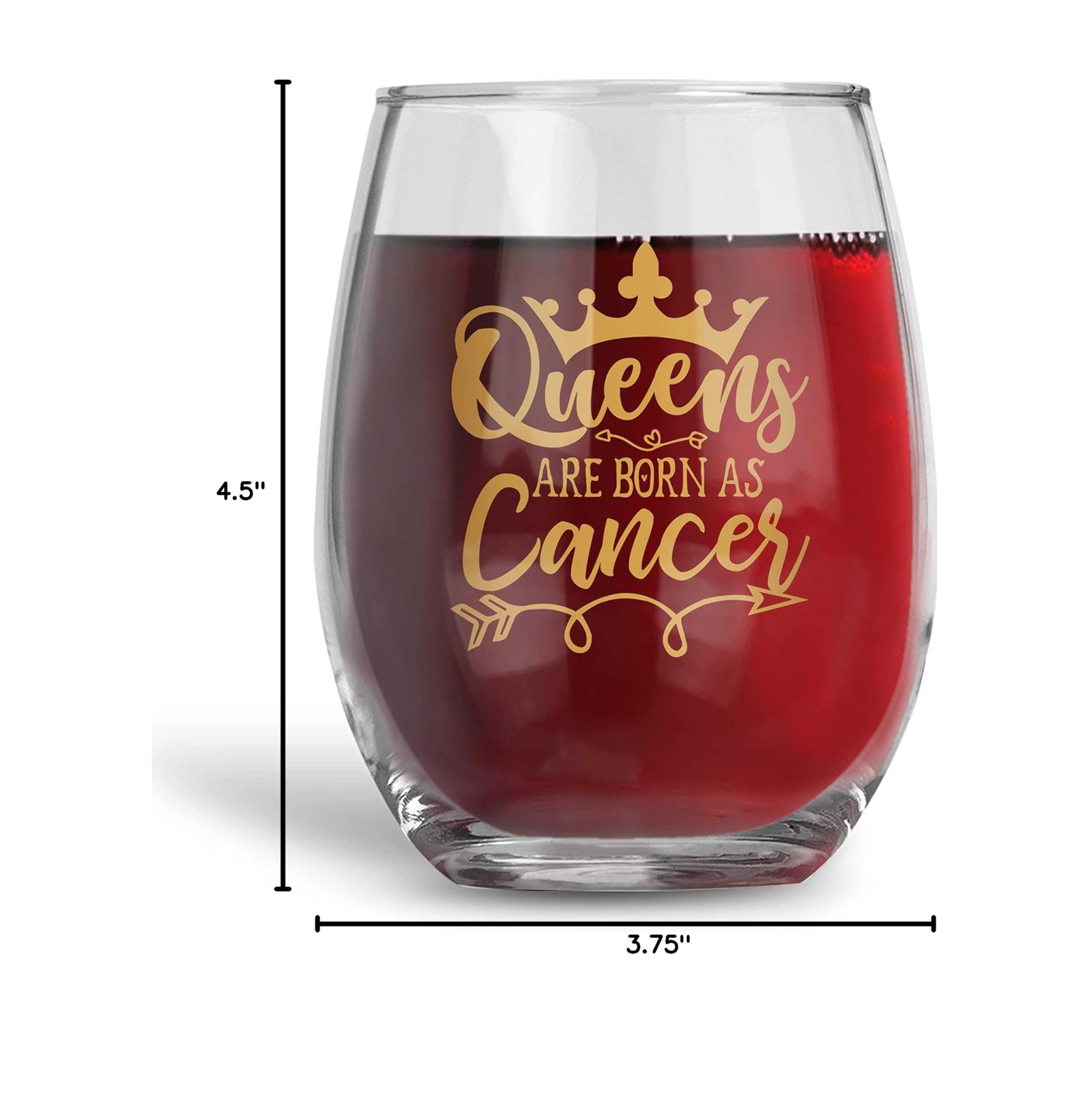 BAD BANANAS Cancer Zodiac Stemless Wine Glass - 21oz Birthday Gifts for Women, Moms, Best Friends & Sisters - Queens Are Born As Cancer - Perfect for Birthday Parties, Girls Night & Wine Tasting
