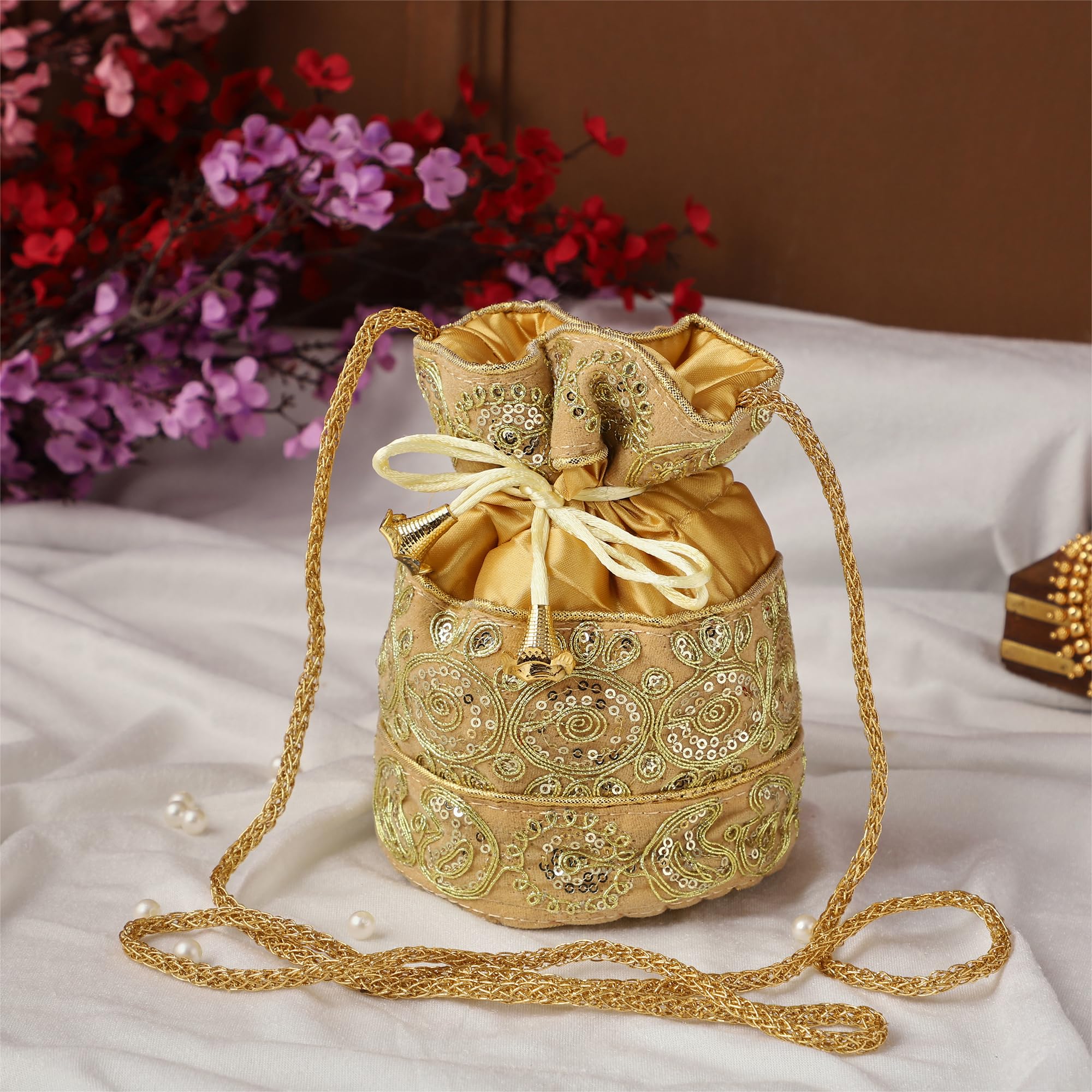 Stylish Purpledip Potli Bags - Handmade Drawstring Purse for Women (Potli01$) - Perfect for Weddings, Parties & Festive Occasions