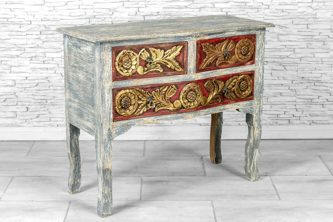 French Arched Hand Carved Indian Solid Wood Console Hall Table - Elegant Entryway Furniture for Foyer, Living Room & Dining Room Decor