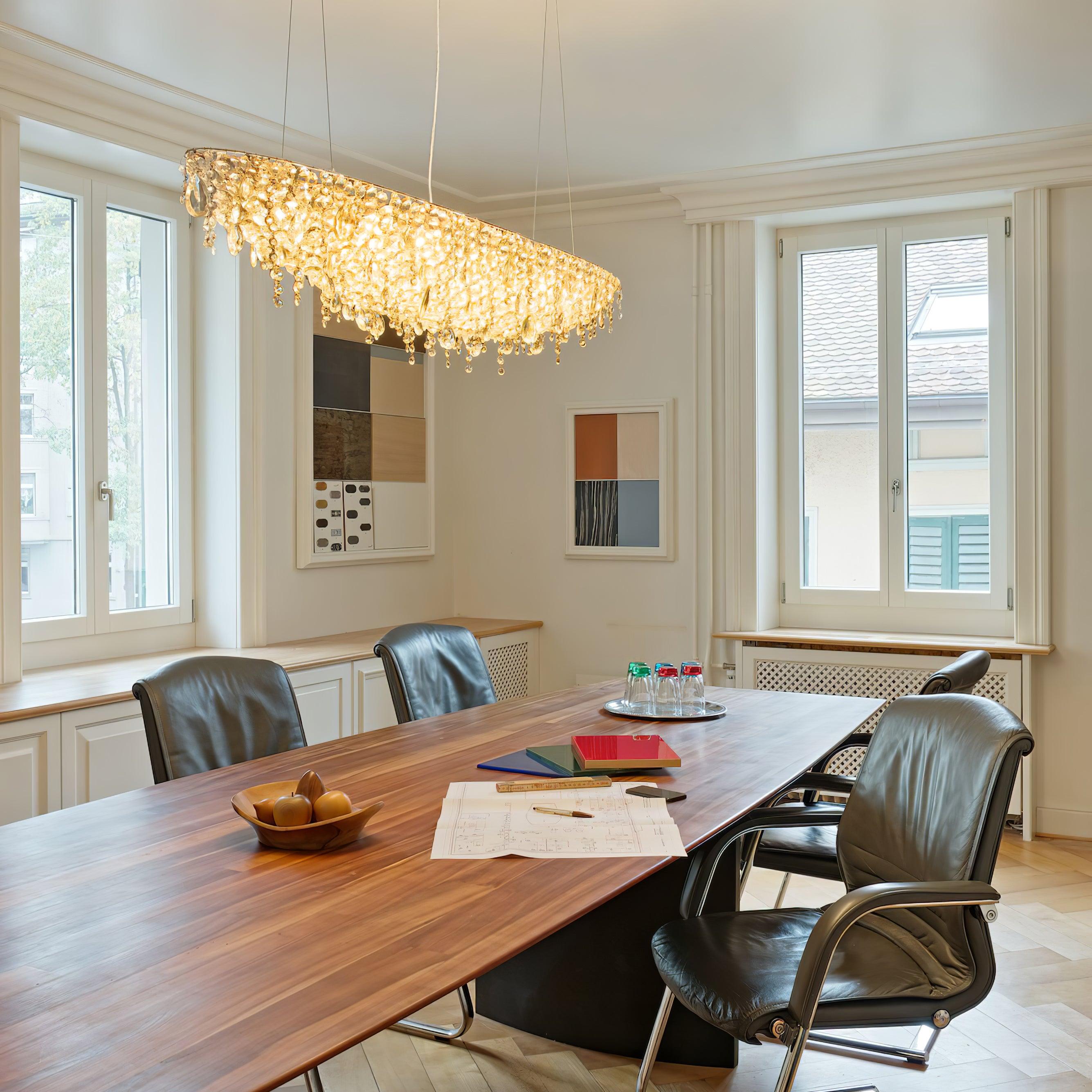 Elegant Boat Crystal Chandelier - Modern Nautical Ceiling Light Fixture for Dining Room, Living Room & Bedroom Decor