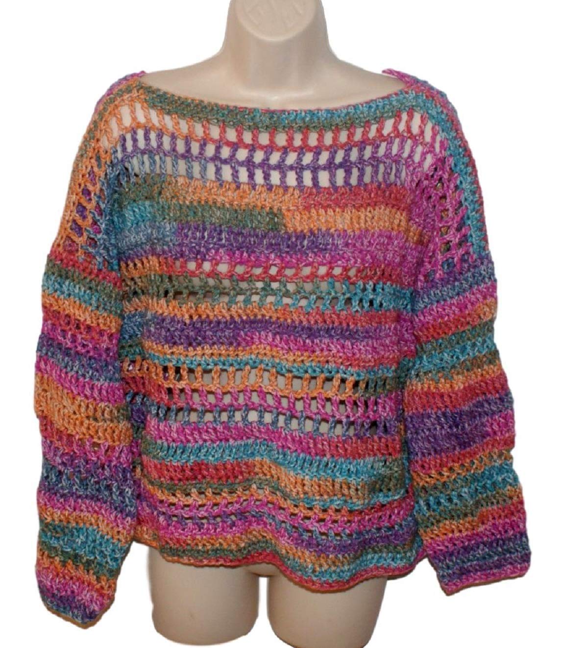 Crochet Long Sleeve Sweater for Women - Plus Size Pullover Jumper Top | Boho Chic Knitwear for Fall & Winter | Perfect for Casual Outings, Office Wear & Cozy Home Outfits