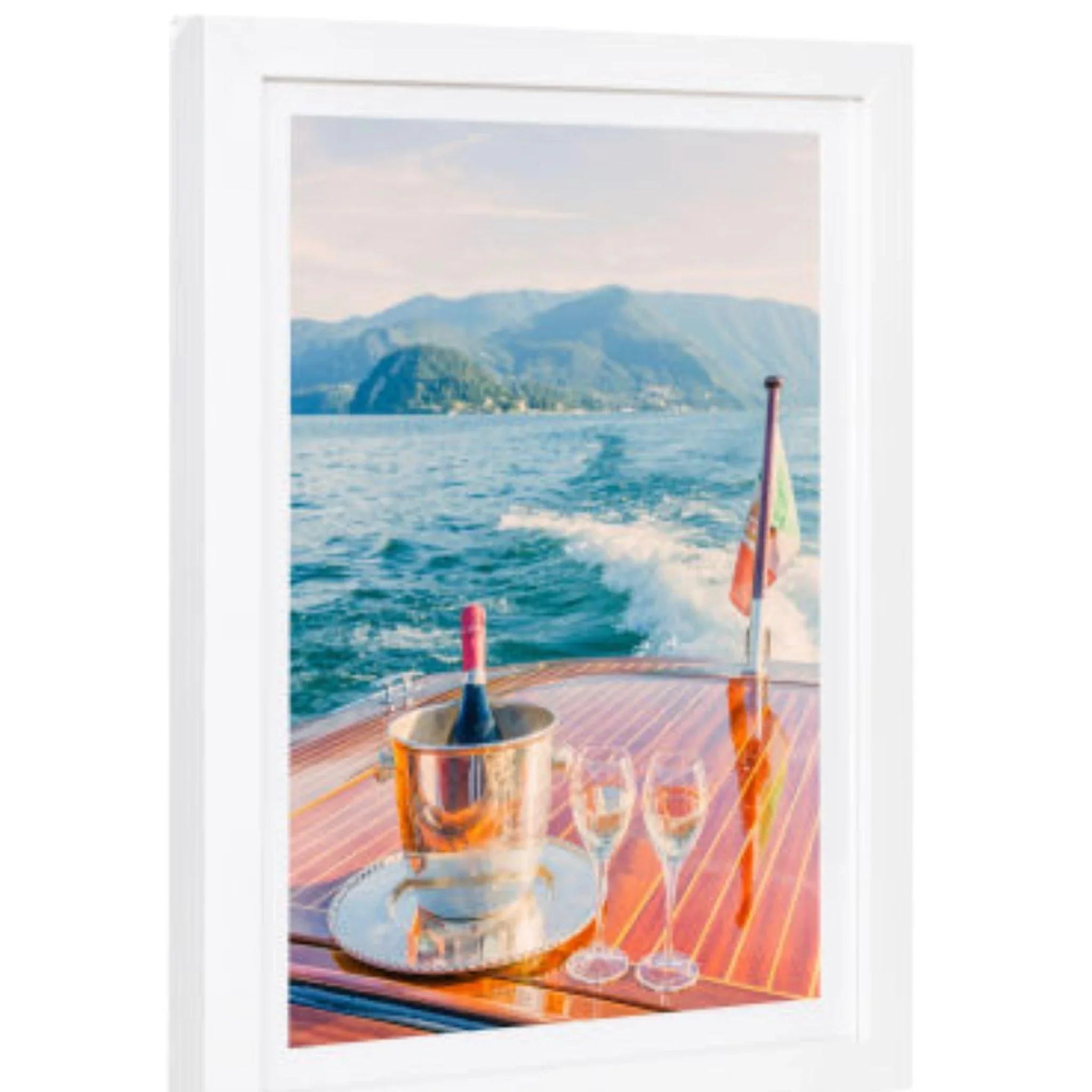 Gray Malin Champagne on Lake Como Mini Framed Print - Elegant Wall Art for Home & Office Decor | Perfect Gift for Weddings & Housewarming