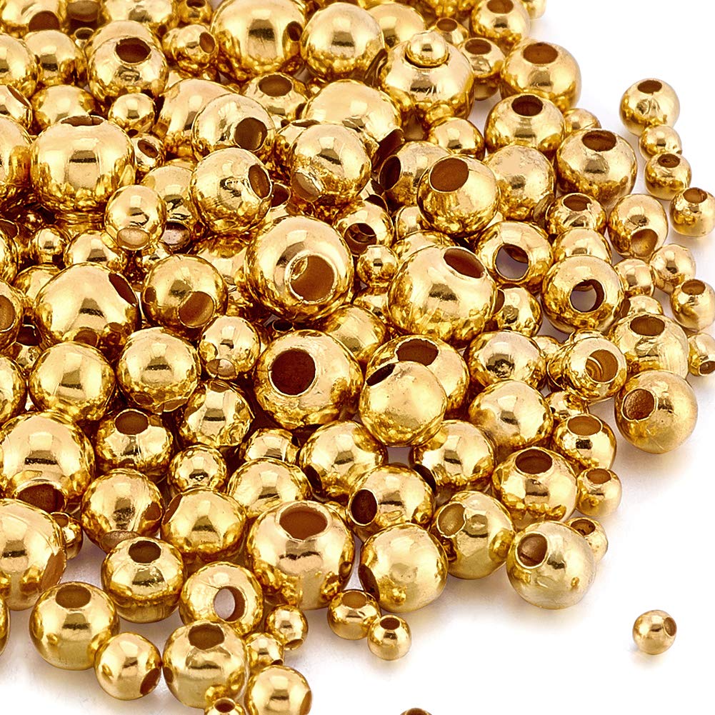 Cheriswelry 200g 2-5mm Golden Iron Round Bead Spacers - Mixed Size Smooth Metal Ball Beads for DIY Jewelry Making, Craft Findings - Perfect for Bracelets, Necklaces, Earrings & Handmade Jewelry Designs
