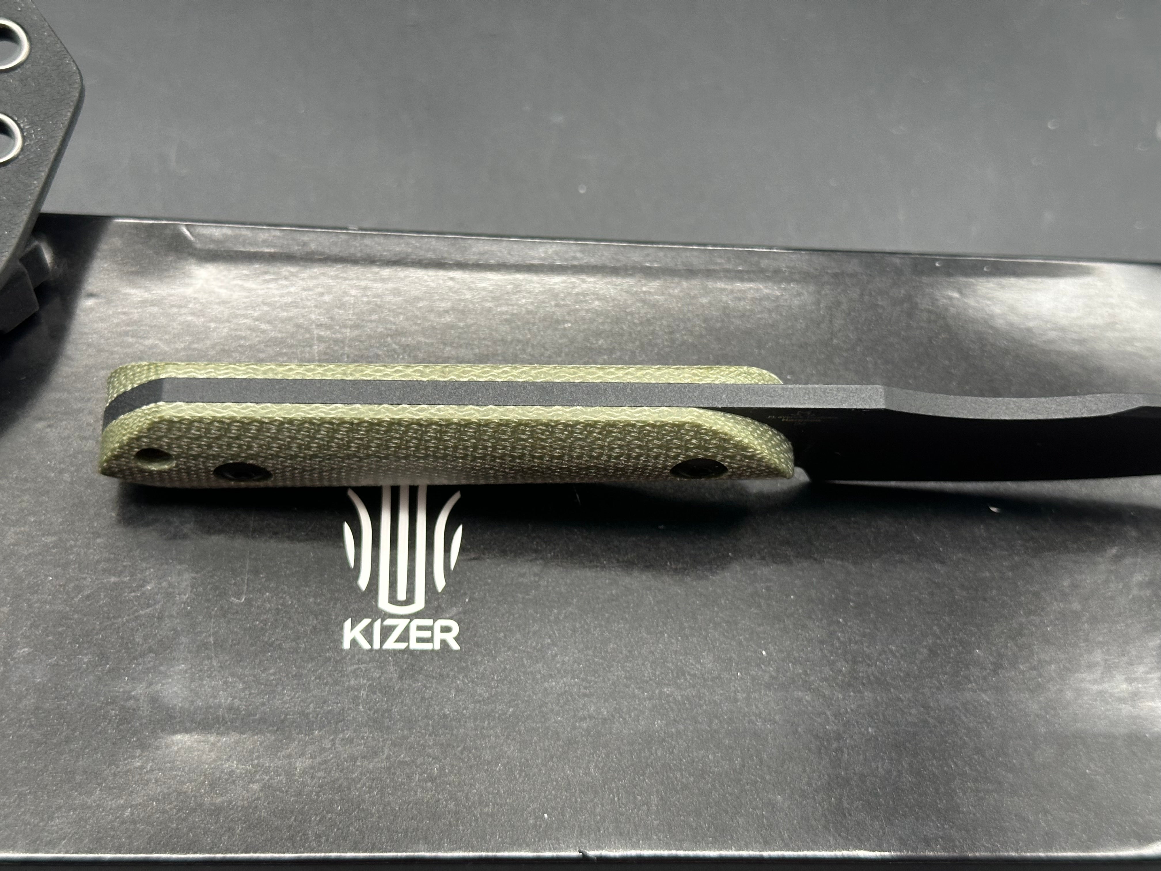 KIZER HARPOON Fixed Blade Knife - D2 Steel Blade, Micarta Handle, Plain Black - Hunting, Camping, Survival & Outdoor Activities