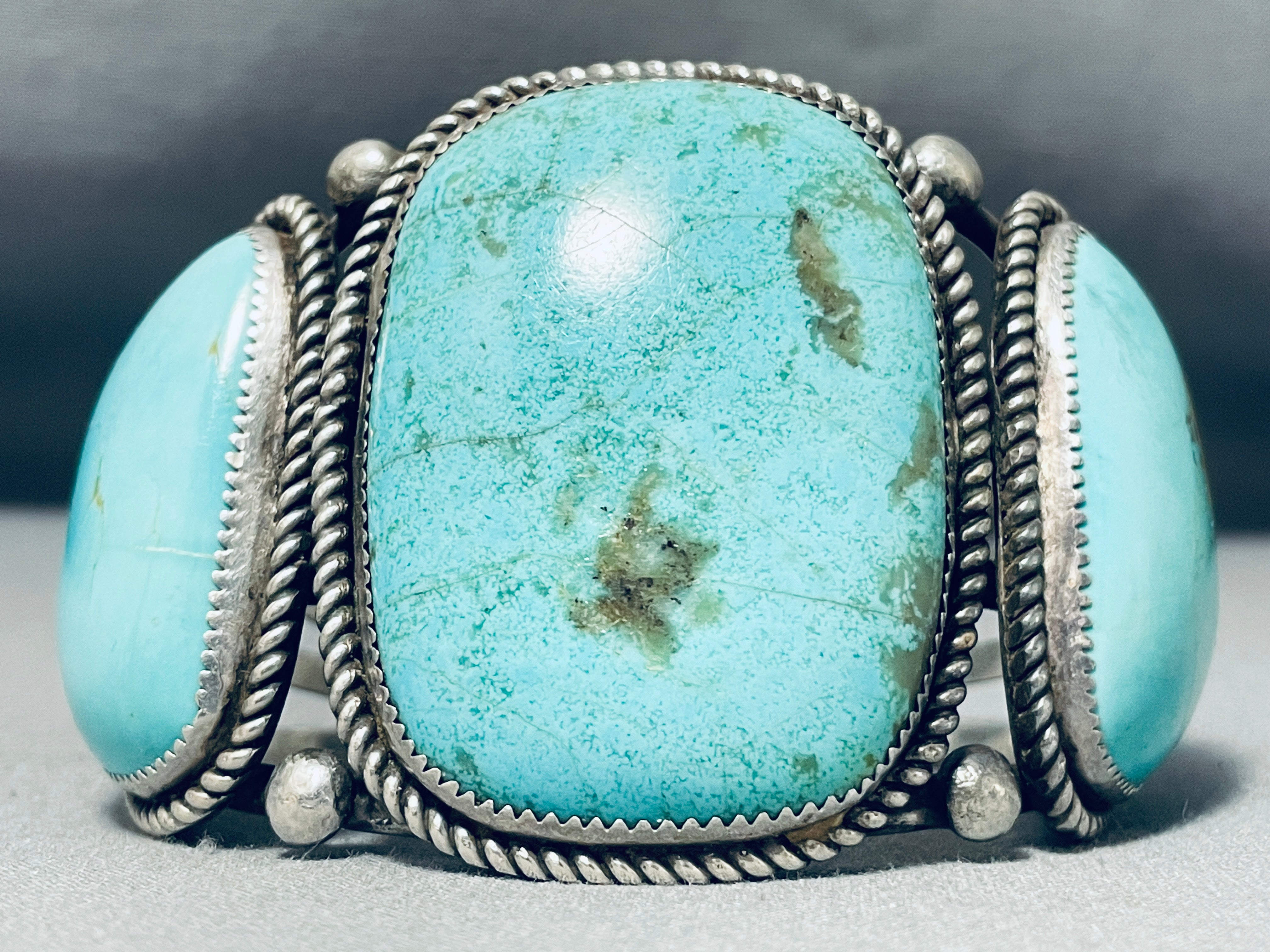 Vintage Navajo Chunky Turquoise Sterling Silver Bracelet - 116g Handmade Native American Jewelry for Women, Boho Fashion & Gift Ideas
