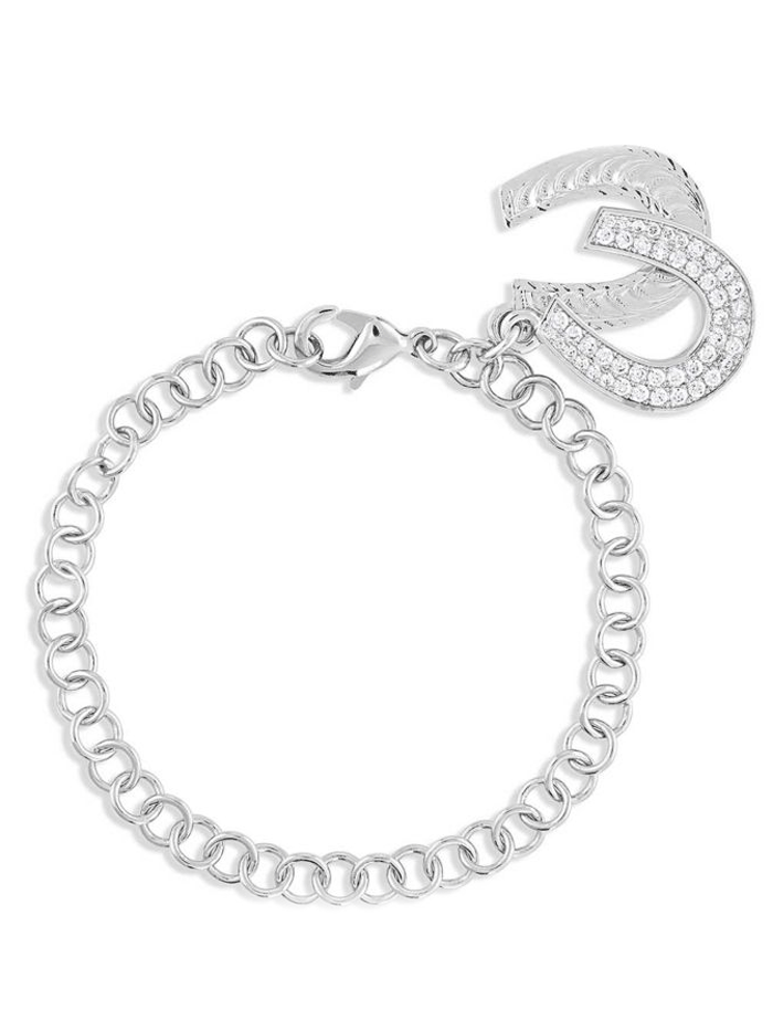Montana Silversmiths BC5165 D Women's Country Charm Horseshoe Bracelet in Sterling Silver - Perfect for Western Fashion & Cowgirl Style Accessories
