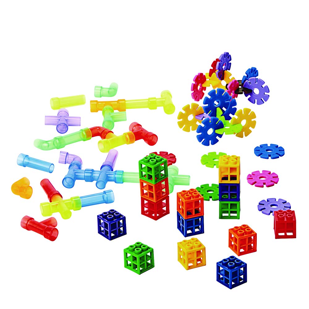 Excellerations 1660-Piece Educational Building Set - Linking Discs, Mini Tubes & Grid Cubes for Preschool STEM Learning | 3 Storage Bins | Creative Construction Toys for Kids Classroom & Home Play