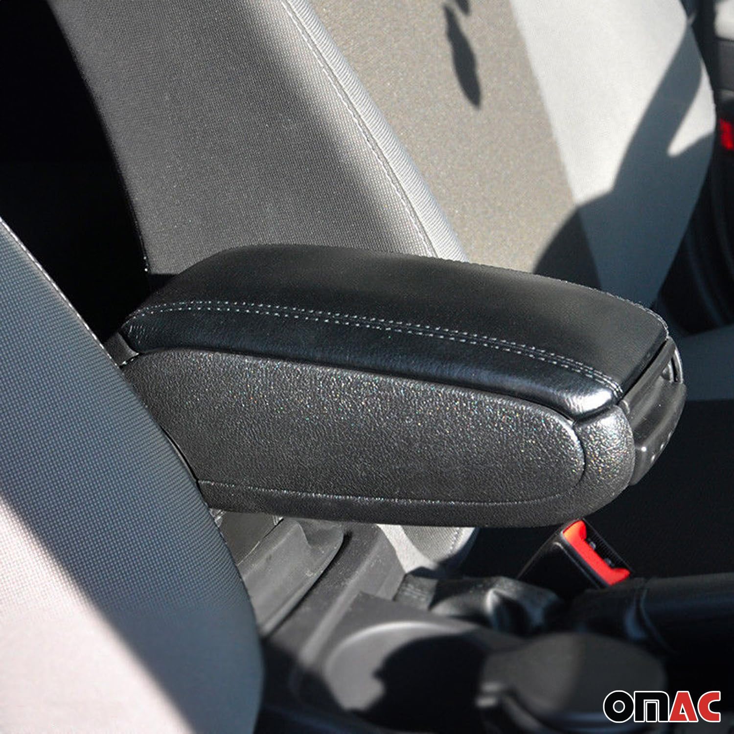 OMAC Gray Center Console Armrest Cover for Nissan Juke 2011-2017 - Durable PU Leather Replacement - Perfect for Car Interior Upgrade & Comfort Enhancement