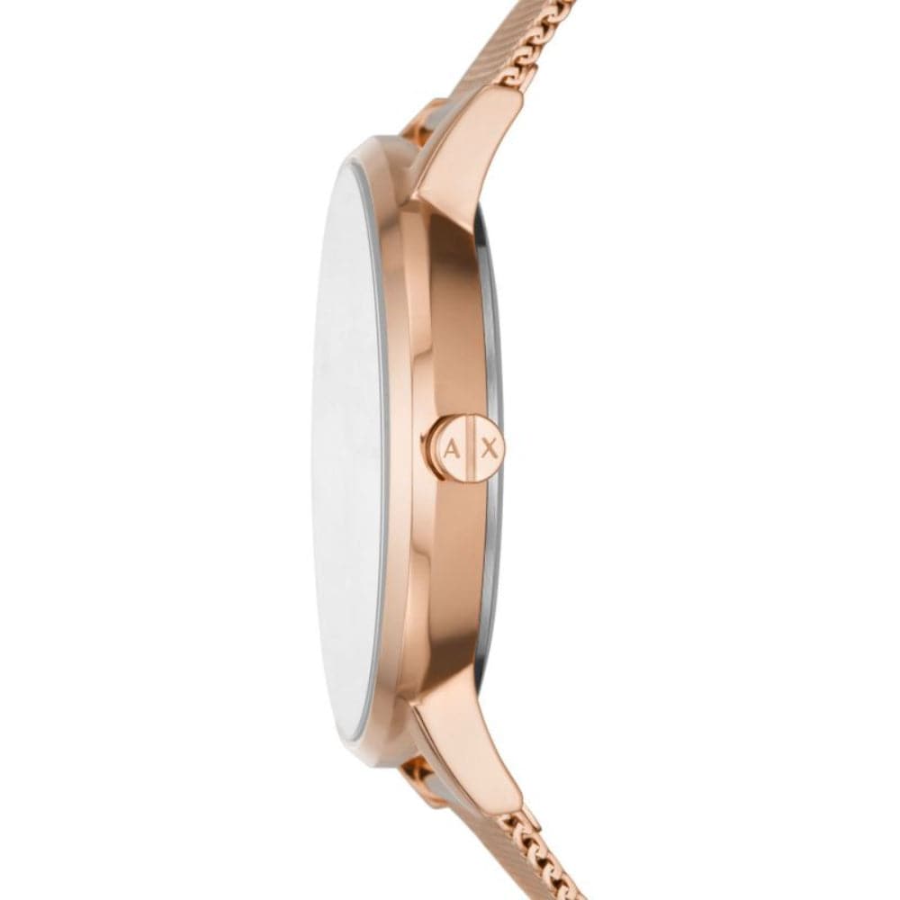 Armani Exchange AX5573 Women's Watch - Silver Dial & Rose Gold Milanese Strap for Fashion & Everyday Wear