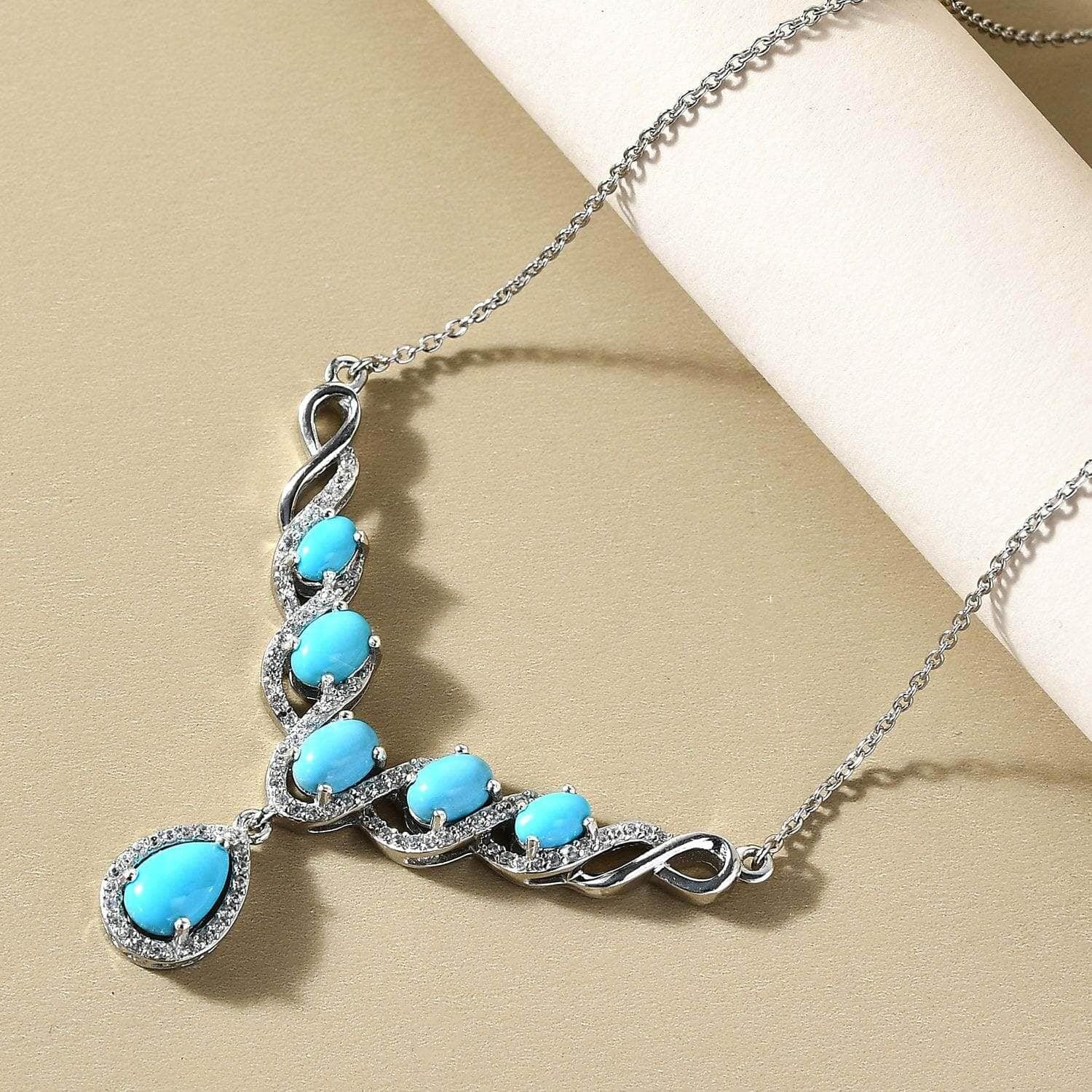 925 Sterling Silver Sleeping Beauty Turquoise Drop Necklace for Women | Natural Gemstone Jewelry | Birthday, Engagement, Anniversary & Wedding Gift | Elegant Everyday & Special Occasion Wear