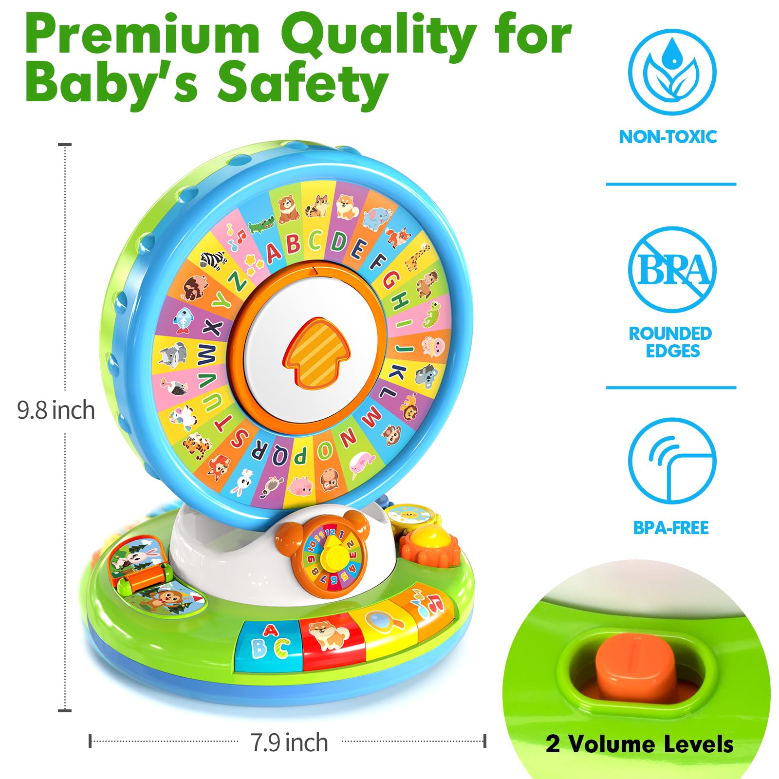 Musical Spin and Sing Alphabet Zoo - Interactive Learning Toy for Toddlers 1-3 Years Old | Educational Gift for Baby Boys & Girls Ages 6-18 Months | Perfect for Early Childhood Development, Birthday & Christmas Presents | Great for Playtime, Preschool Learning & Sensory Development