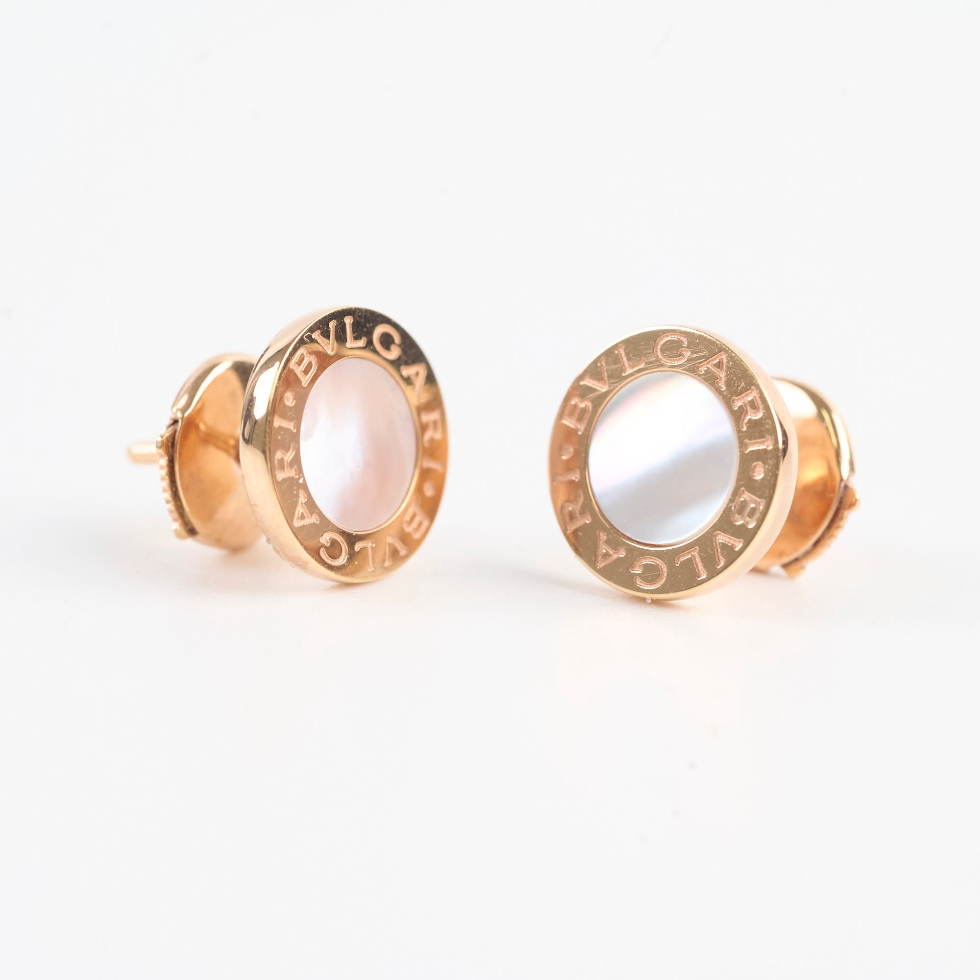 Bvlgari 18k Rose Gold Mother of Pearl Earrings - Luxury Jewelry for Women, Perfect for Weddings, Parties & Special Occasions