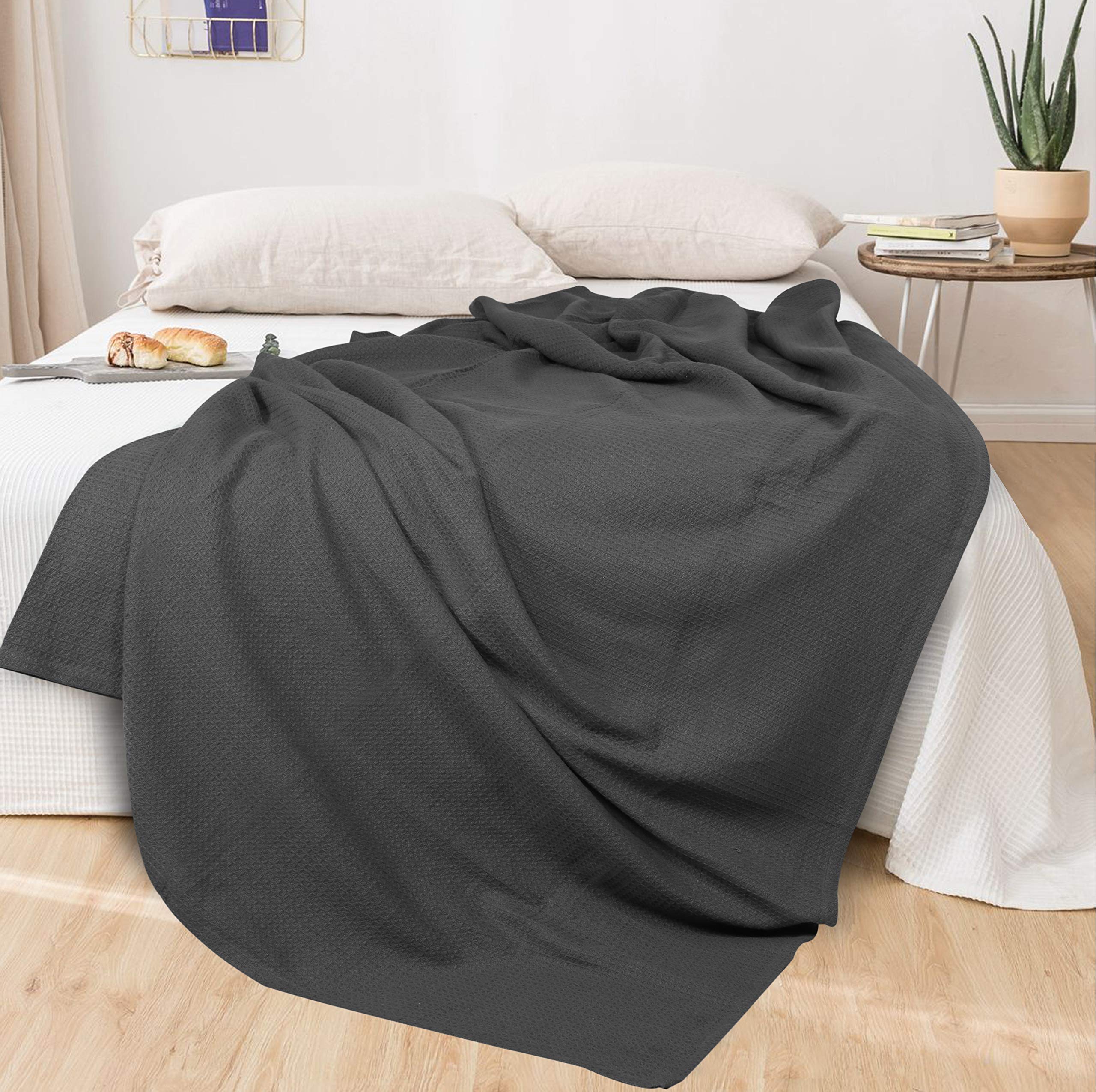 Glamburg 100% Cotton Thermal Blanket - Queen Size Waffle Weave Bed Blanket | Breathable, Soft & All-Season Comfort | Perfect for Cozy Nights, Guest Rooms & Winter Warmth
