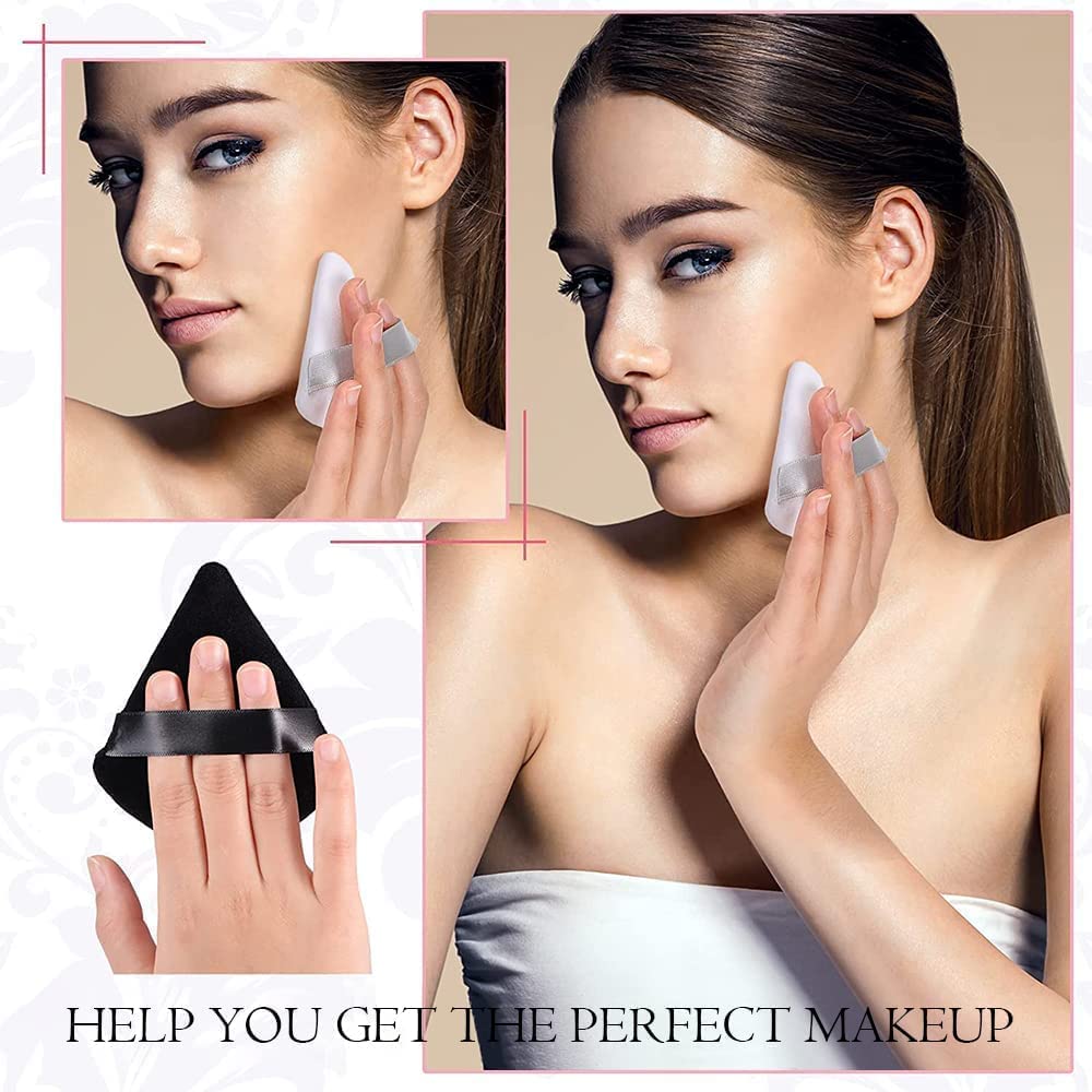 DYOMNIZY 2-Pack Triangle Makeup Sponge Puffs - Soft Cosmetic Powder Puff for Loose & Pressed Powder, Foundation, Contouring - Ideal for Face, Under Eyes & Body Makeup Application (Wet/Dry Use) - Perfect for Professional Makeup Artists & Everyday Beauty Routine