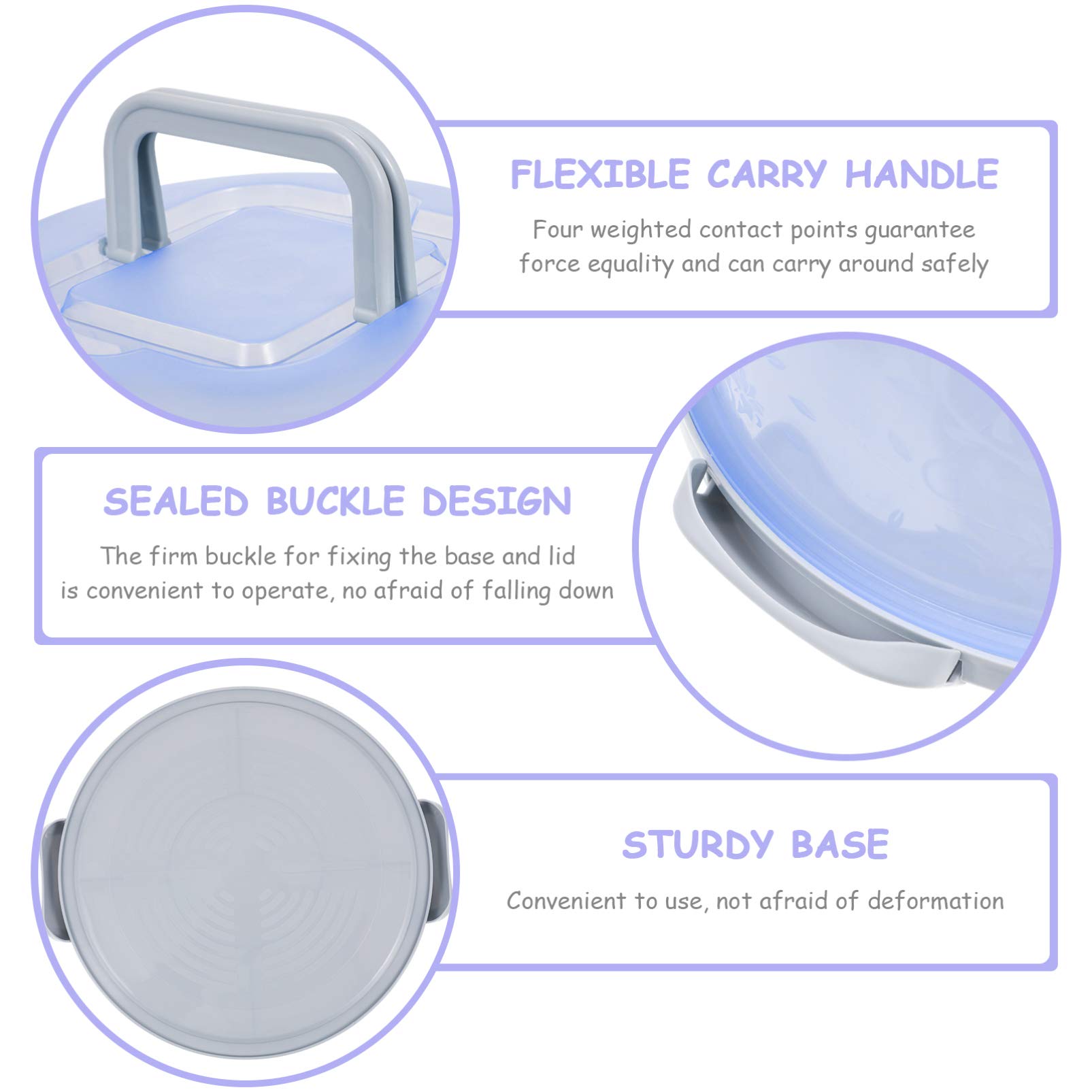 Sturdy Round Cake Stand with Locking Lid - Portable Cake Carrier for Cupcakes, Pies & Desserts | Food Storage Container with Handle for Parties, Baking & Kitchen Organization