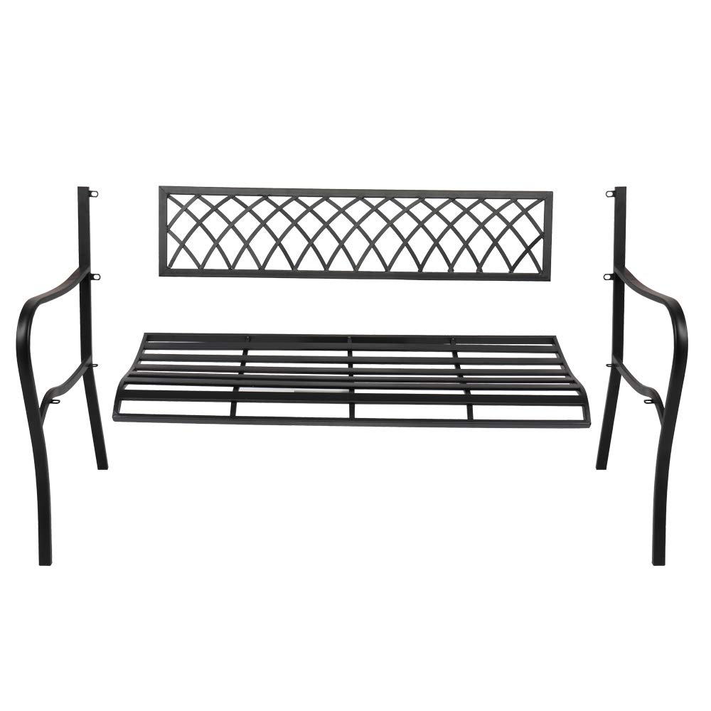 HomVent 50 Inch Outdoor Park Bench - Heavy Duty Metal Garden Bench with Weather-Resistant Finish, Perfect for Patio, Yard, Lawn, Garden Path or Entryway Decor (47