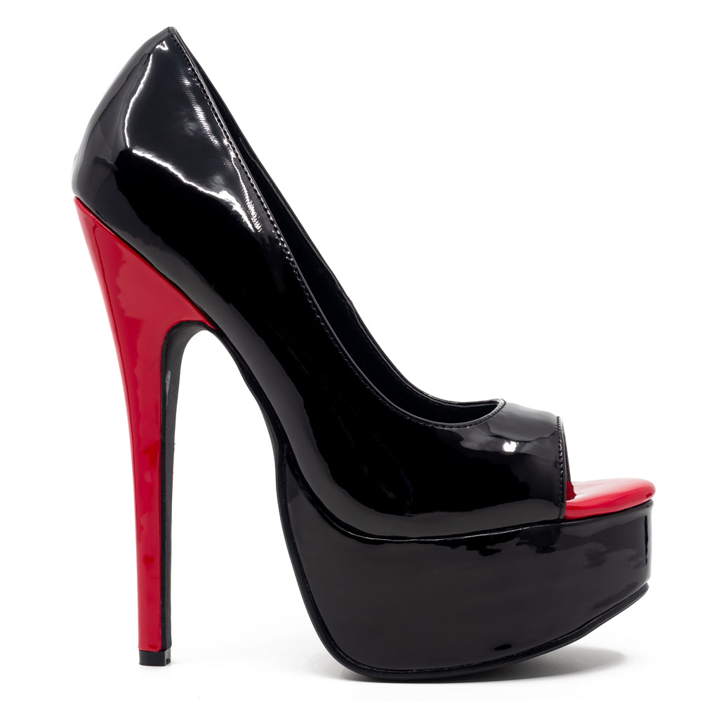 Ellie Shoes Bonnie 6.5 Inch Stiletto Heels - Patent Leather Platform Open Toe Pumps for Women - Perfect for Evening Parties, Date Nights & Special Occasions