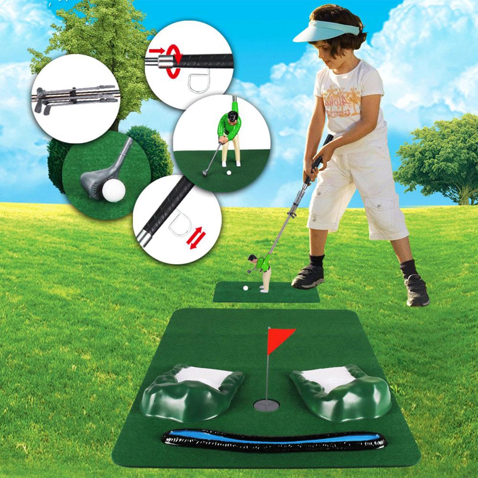Mini Golf Game Set for Toiletries - Fun Indoor Golf Practice Kit with Golf Man Figure - Family Game Toys for Kids & Adults | Perfect for Bathroom Entertainment, Office Stress Relief & Family Game Nights