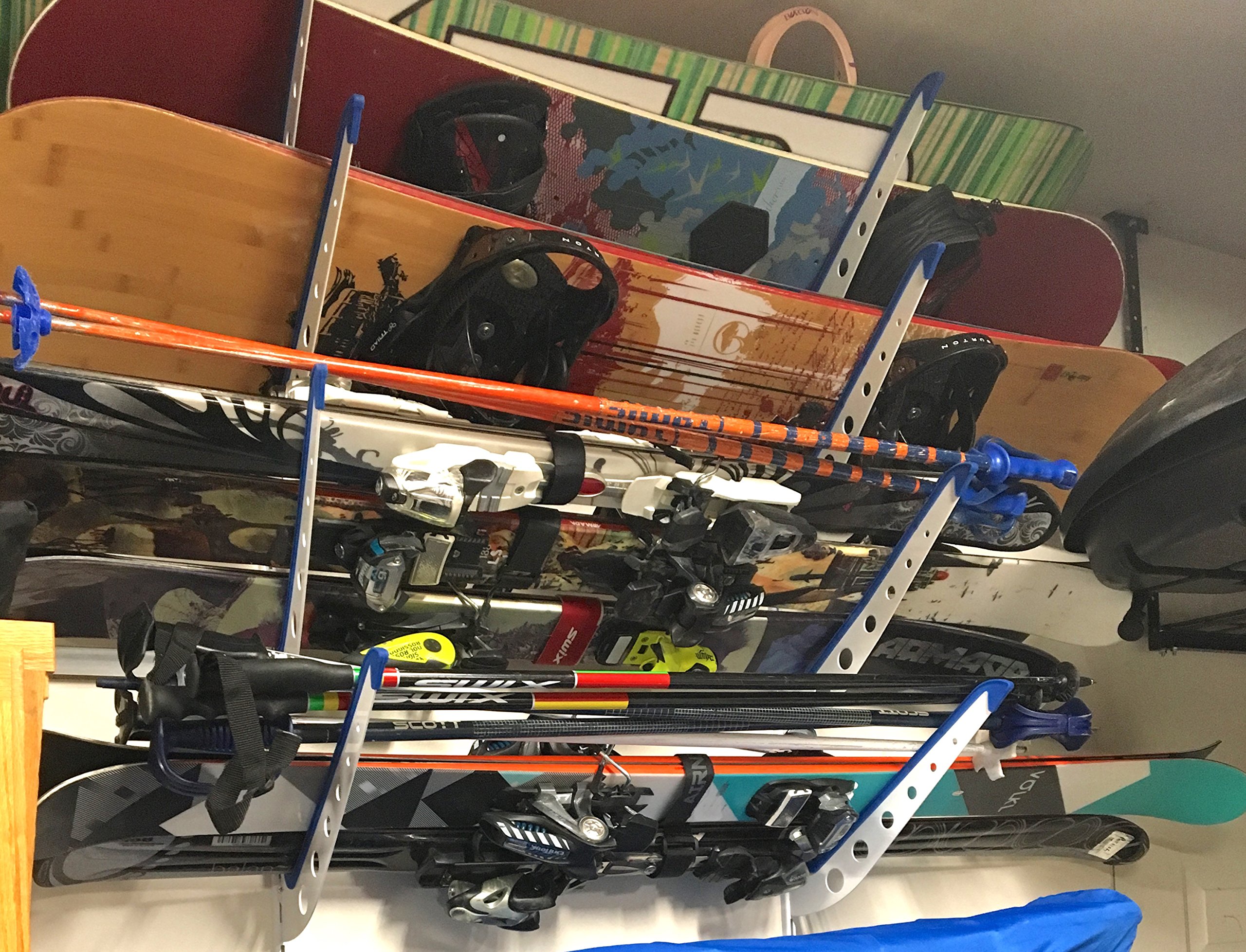 Adjustable Wall Mount Snowboard Storage Rack - Holds 4 Boards Securely | Perfect for Garage, Ski Lodge & Winter Sports Gear Organization